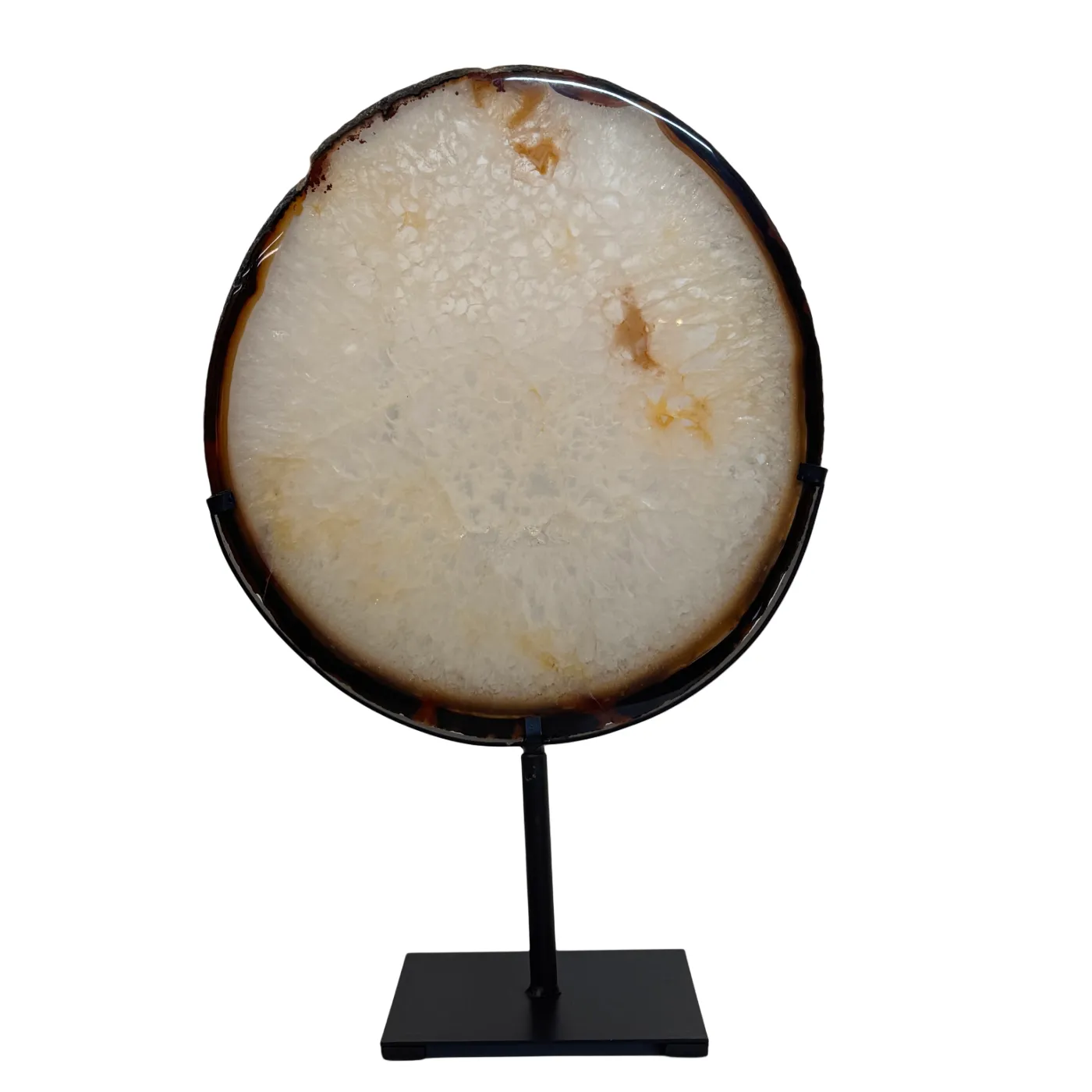 Grote Agaatschijf op Metalen Standaard – 56 cm
