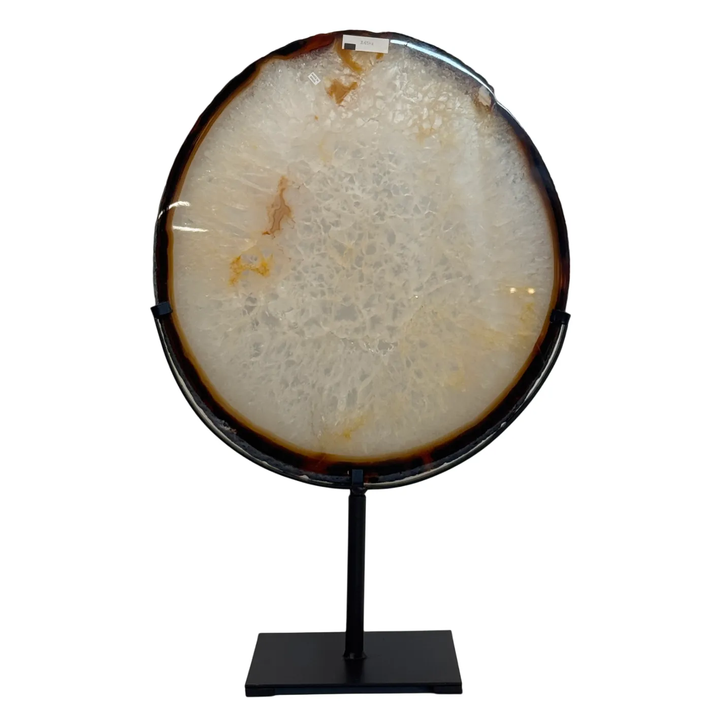 Grote Agaatschijf op Metalen Standaard – 56 cm