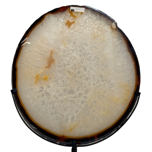 Grote Agaatschijf op Metalen Standaard – 56 cm