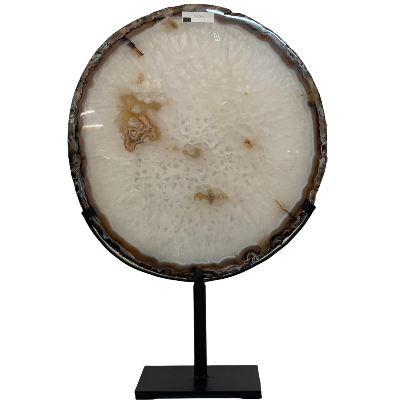 Grote Agaatschijf op Metalen Standaard – 48 cm