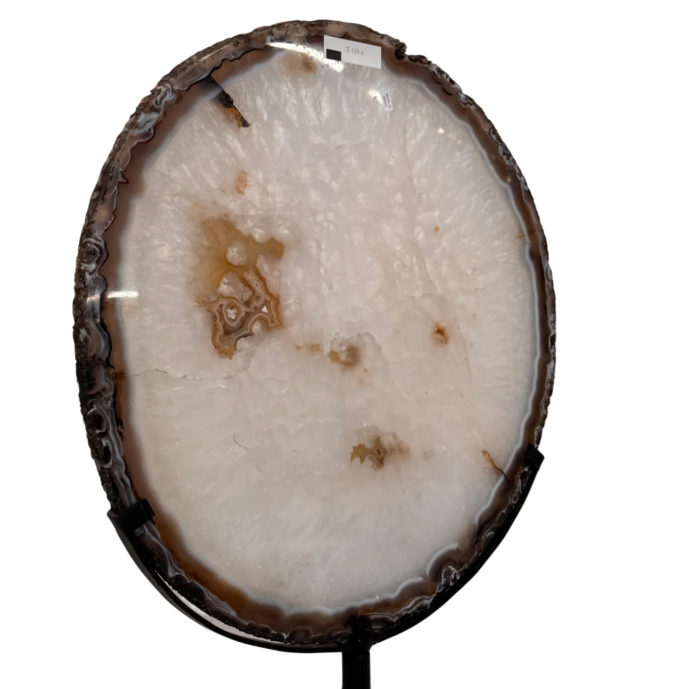 Grote Agaatschijf op Metalen Standaard – 48 cm