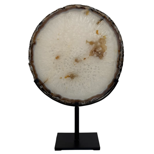 Grote Agaatschijf op Metalen Standaard – 48 cm
