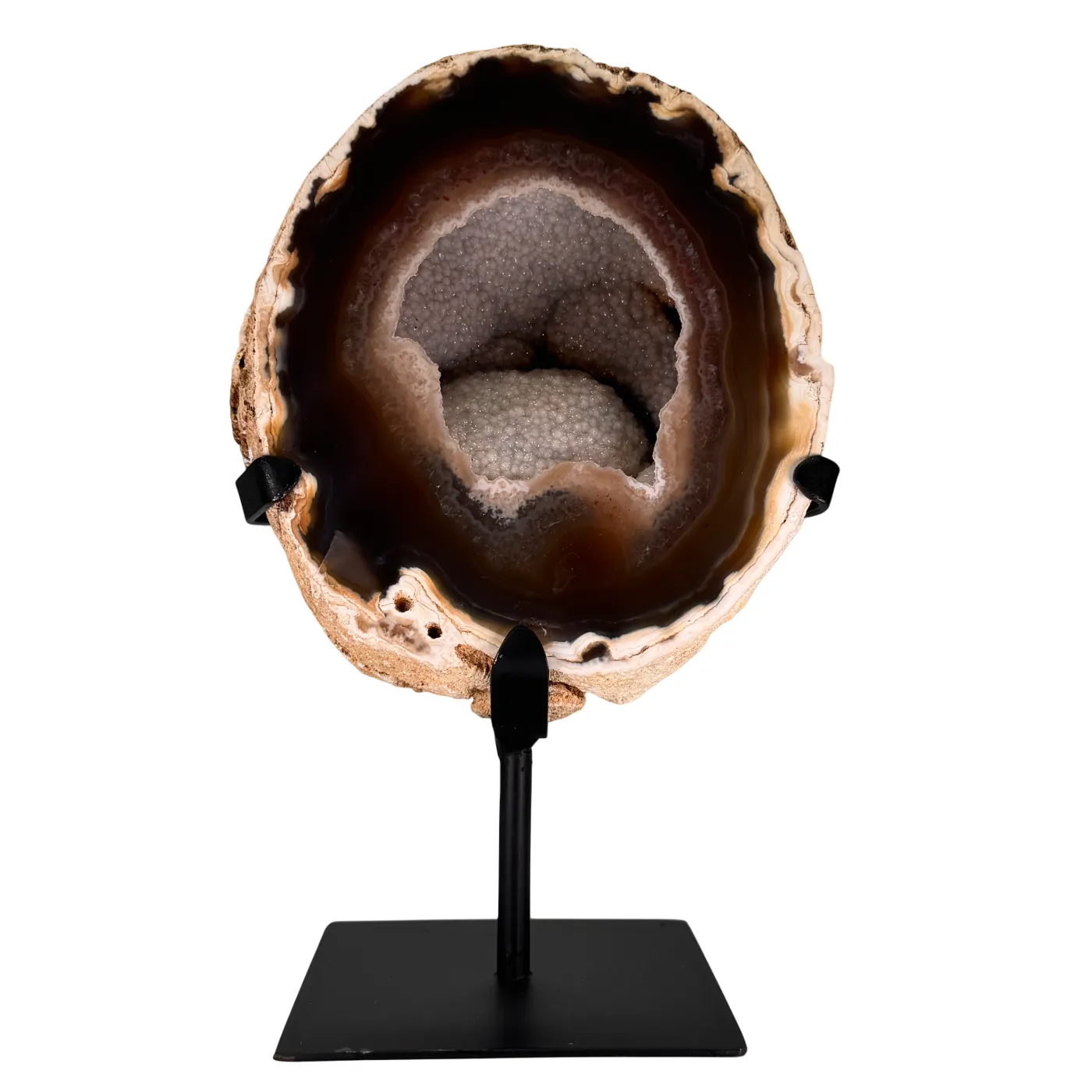 Unieke agaat geode op metalen standaard – Brazilië