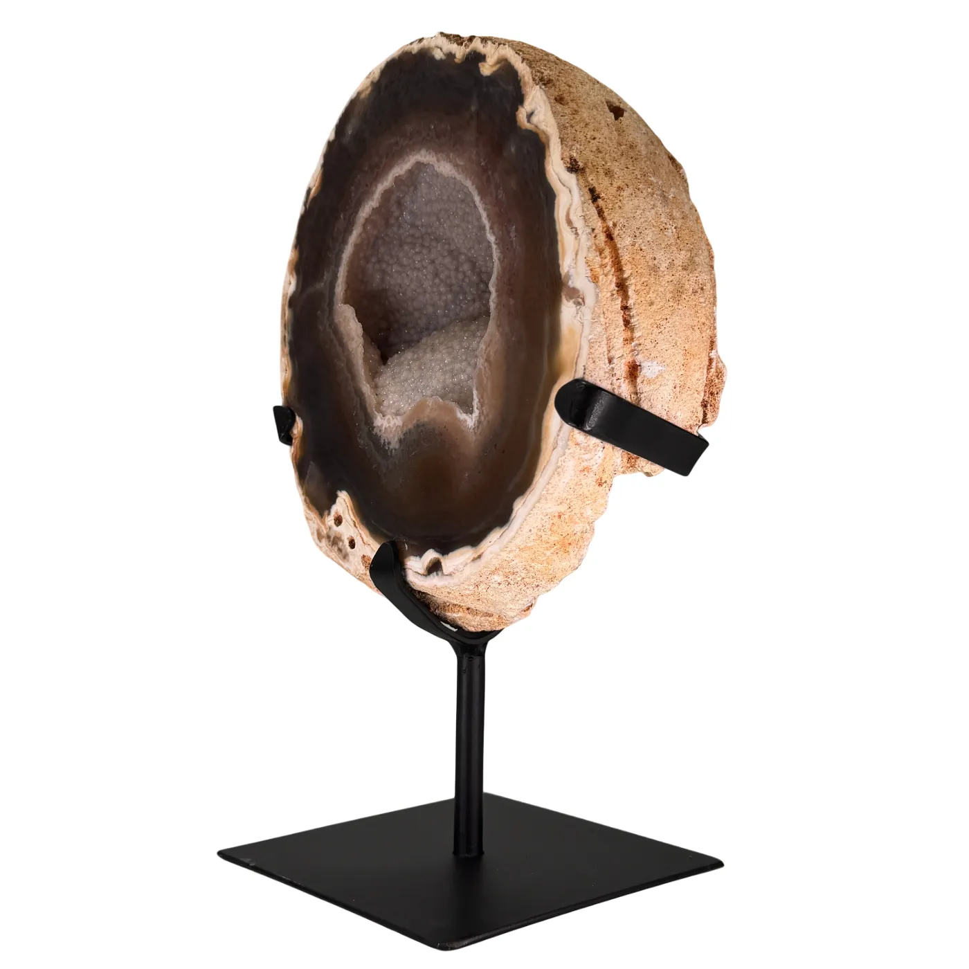 Unieke agaat geode op metalen standaard – Brazilië