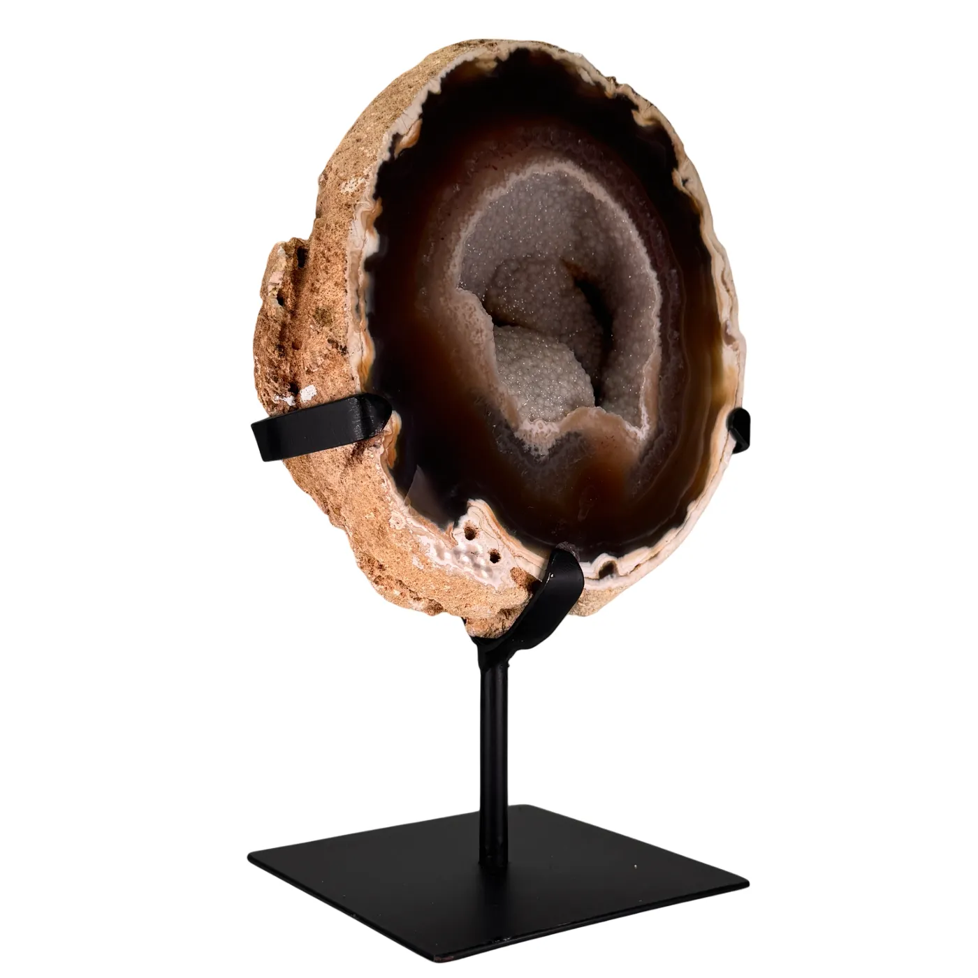 Unieke agaat geode op metalen standaard – Brazilië