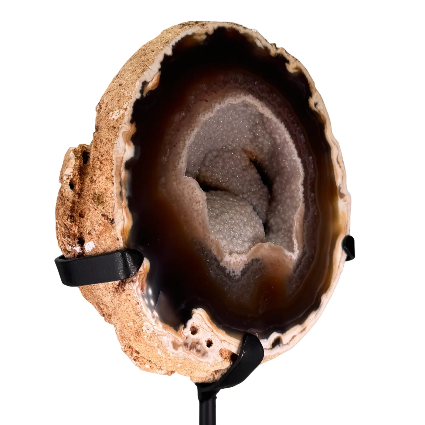 Unieke agaat geode op metalen standaard – Brazilië