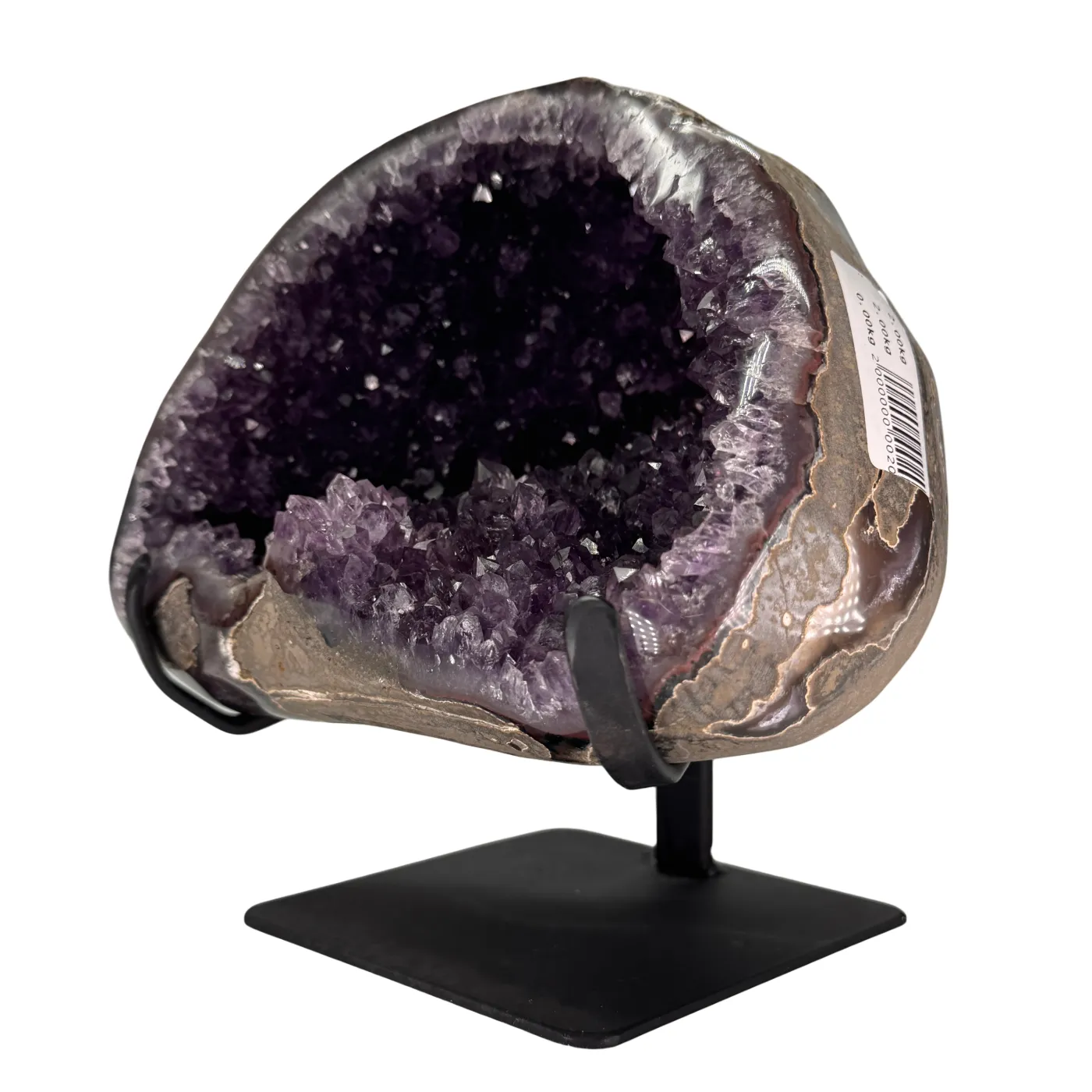 Amethist op Zwarte Metalen Standaard – Hoge Kwaliteit (2 kg)