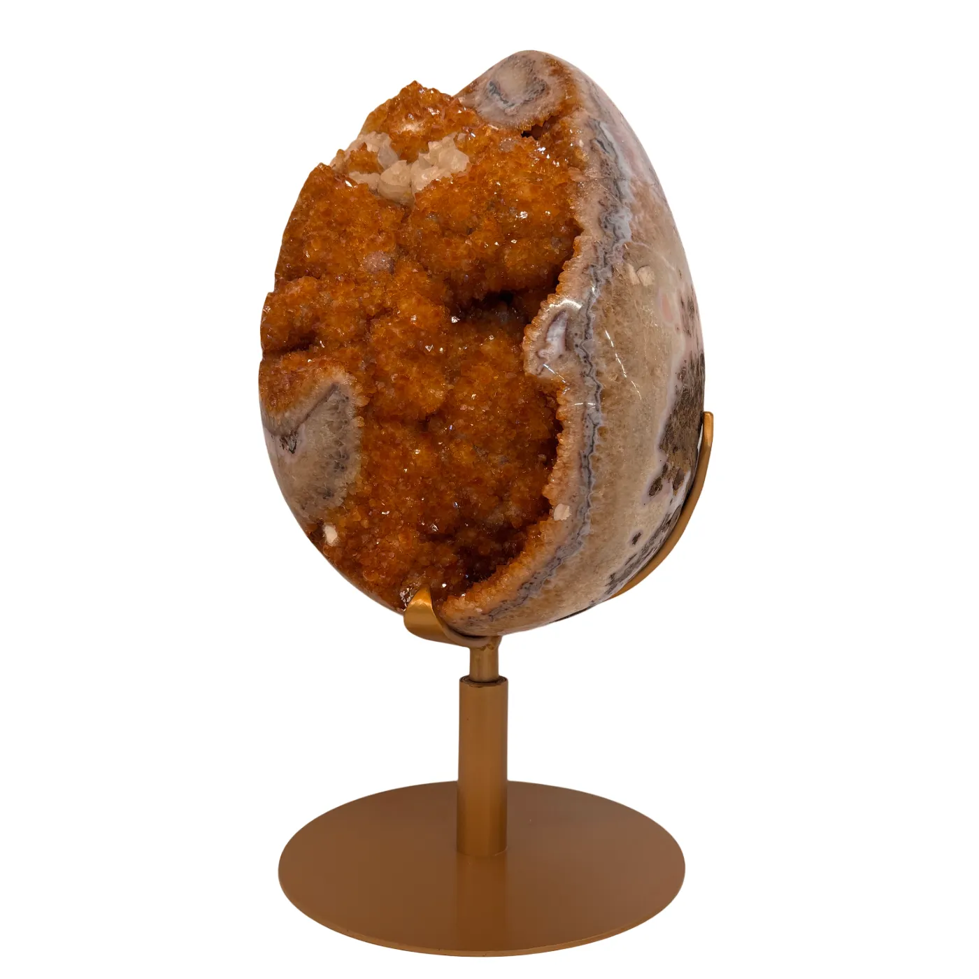 Zeer Uniek Citrien Ei op Draaibare Metalen Standaard – 27,54 kg (alleen afhalen)