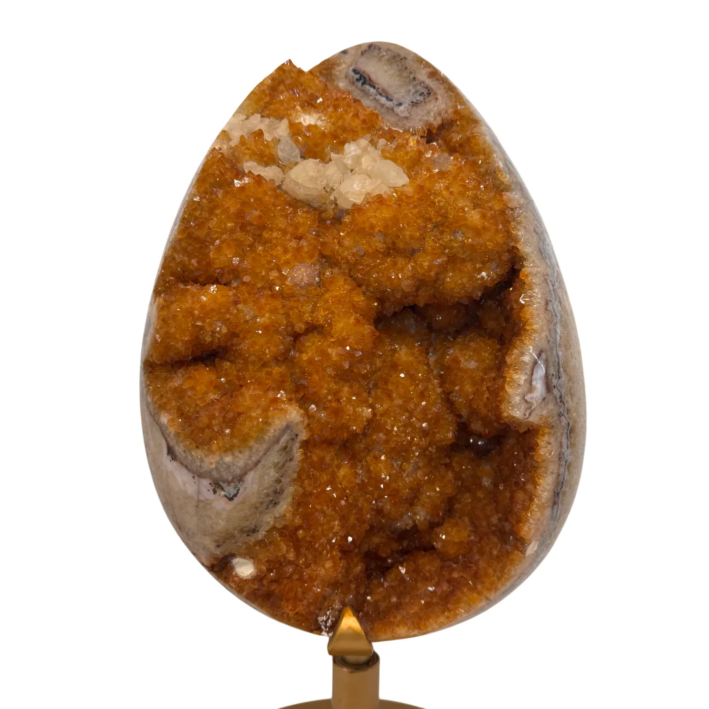 Zeer Uniek Citrien Ei op Draaibare Metalen Standaard – 27,54 kg (alleen afhalen)