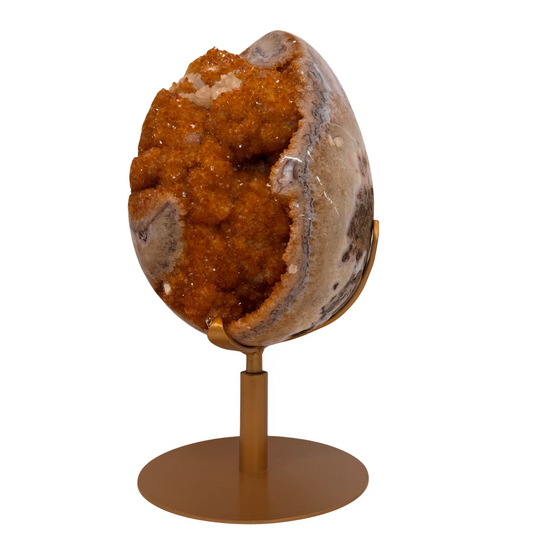Zeer Uniek Citrien Ei op Draaibare Metalen Standaard – 27,54 kg (alleen afhalen)