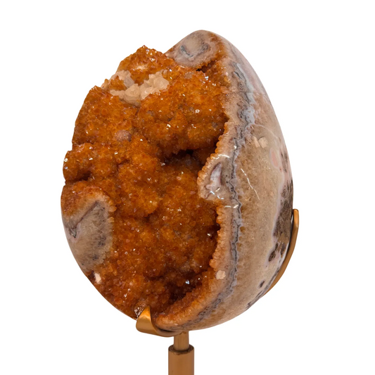 Zeer Uniek Citrien Ei op Draaibare Metalen Standaard – 27,54 kg (alleen afhalen)
