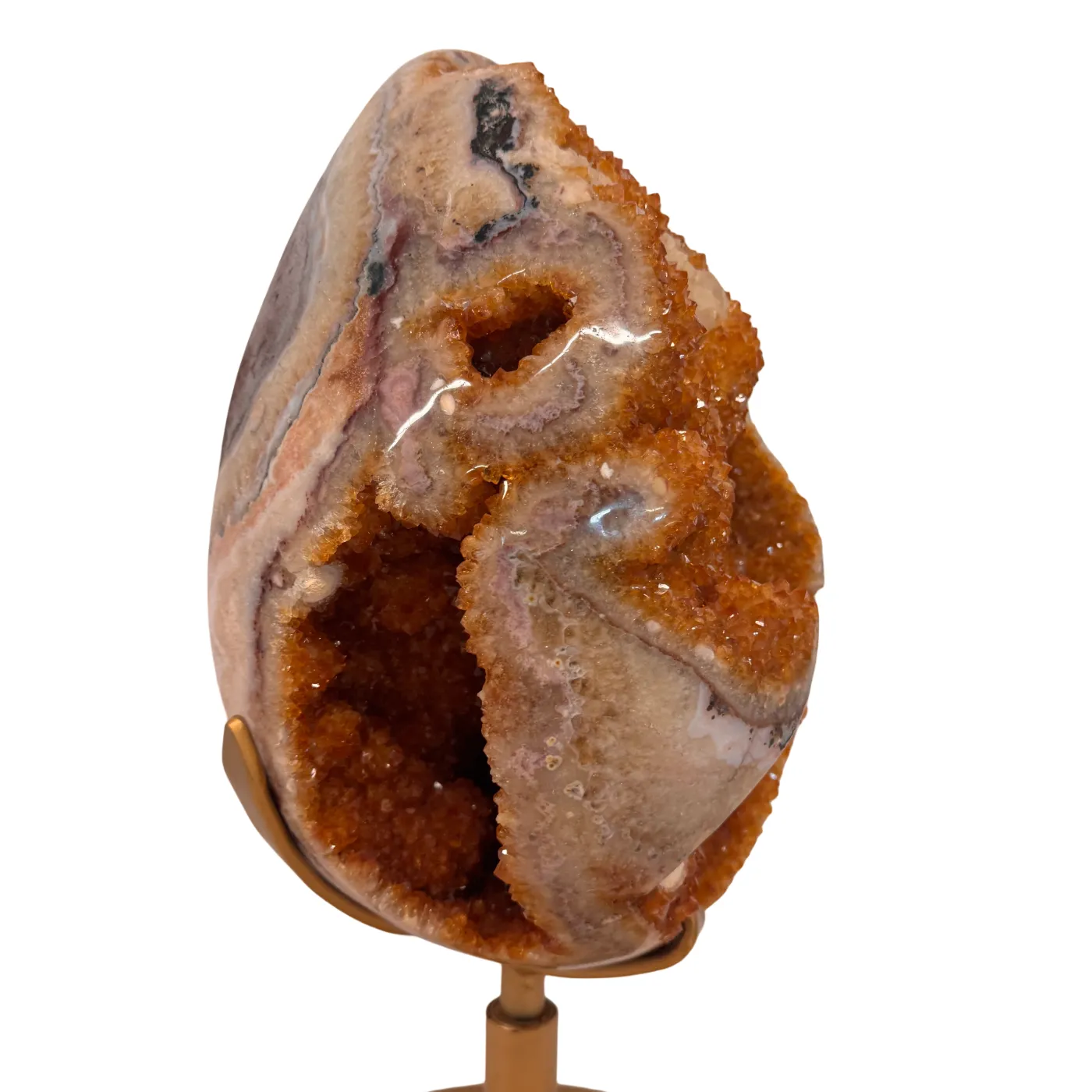 Zeer Uniek Citrien Ei op Draaibare Metalen Standaard – 27,54 kg (alleen afhalen)