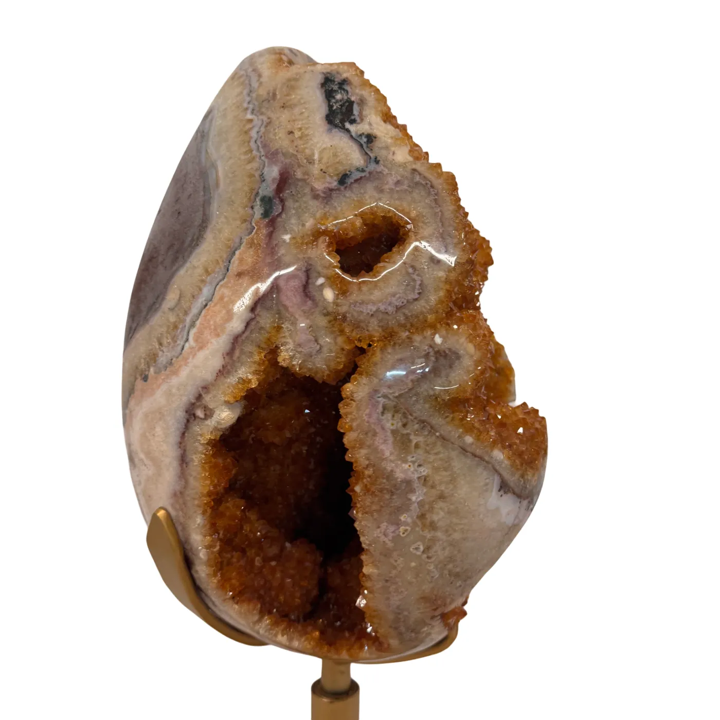 Zeer Uniek Citrien Ei op Draaibare Metalen Standaard – 27,54 kg (alleen afhalen)