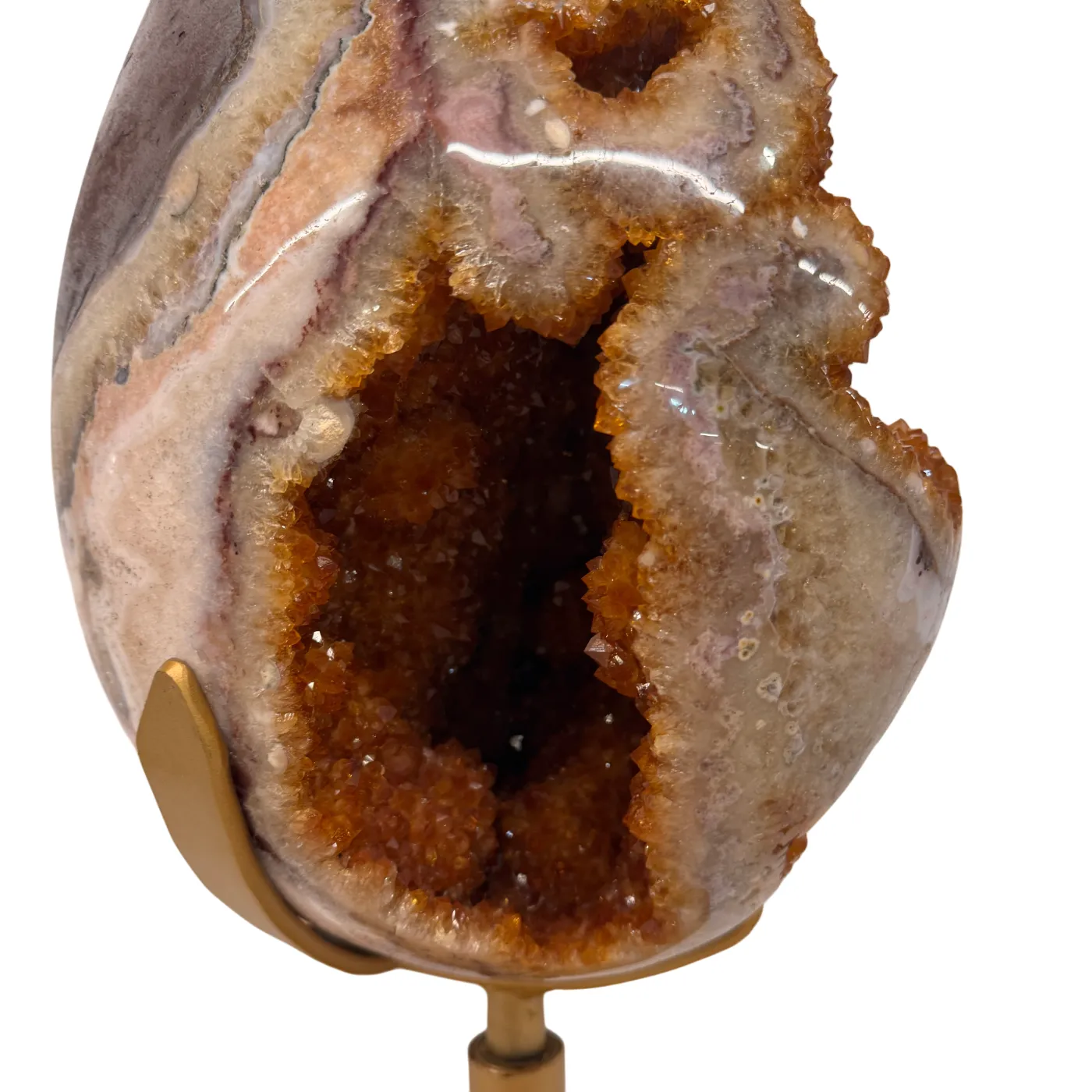 Zeer Uniek Citrien Ei op Draaibare Metalen Standaard – 27,54 kg (alleen afhalen)