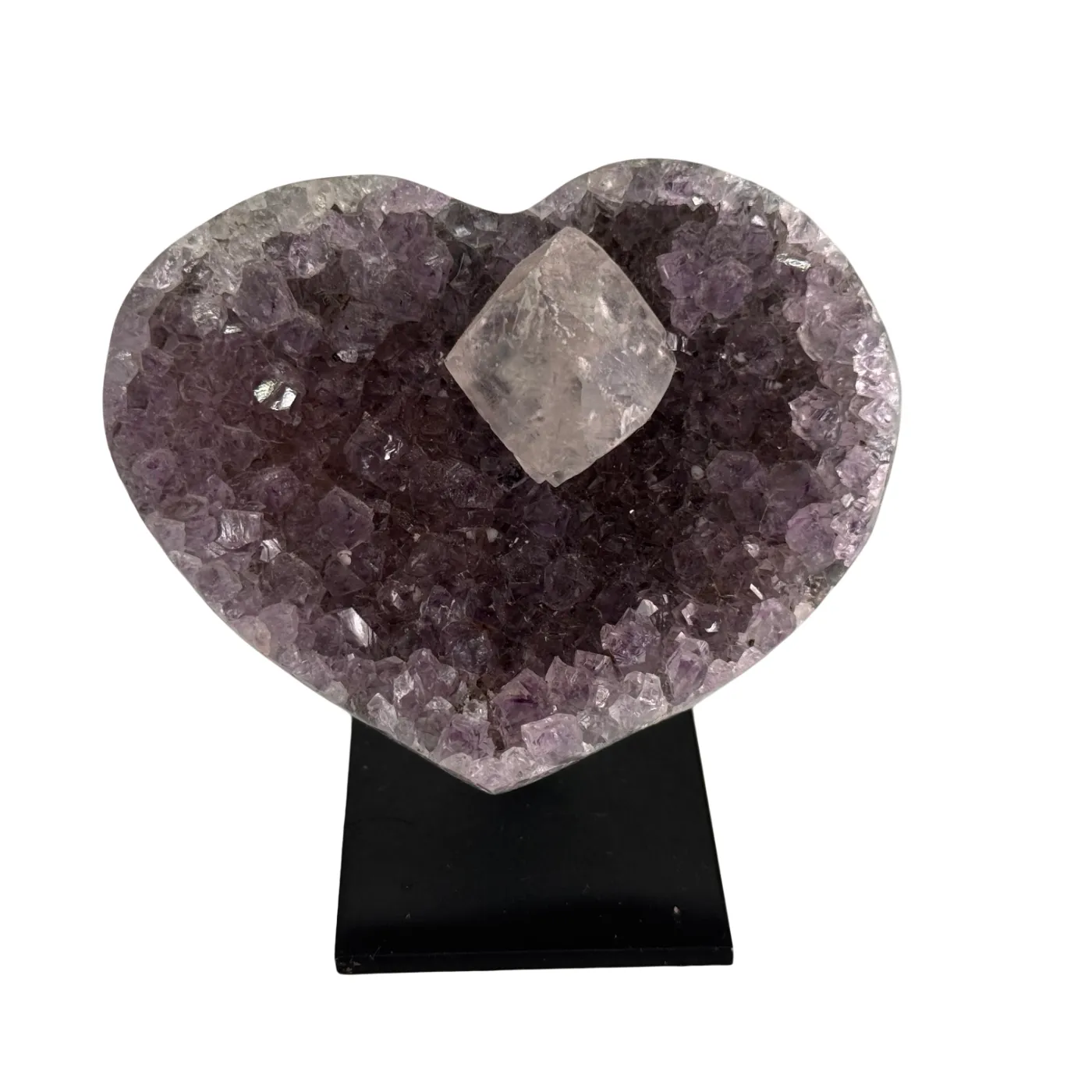 Amethist met Calciet – Gepolijst Hart (7 × 4 × 7 cm)