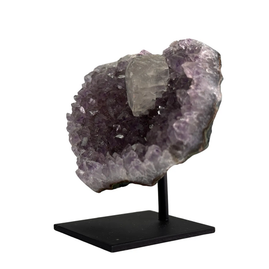 Amethist met Calciet – Gepolijst Hart (7 × 4 × 7 cm)