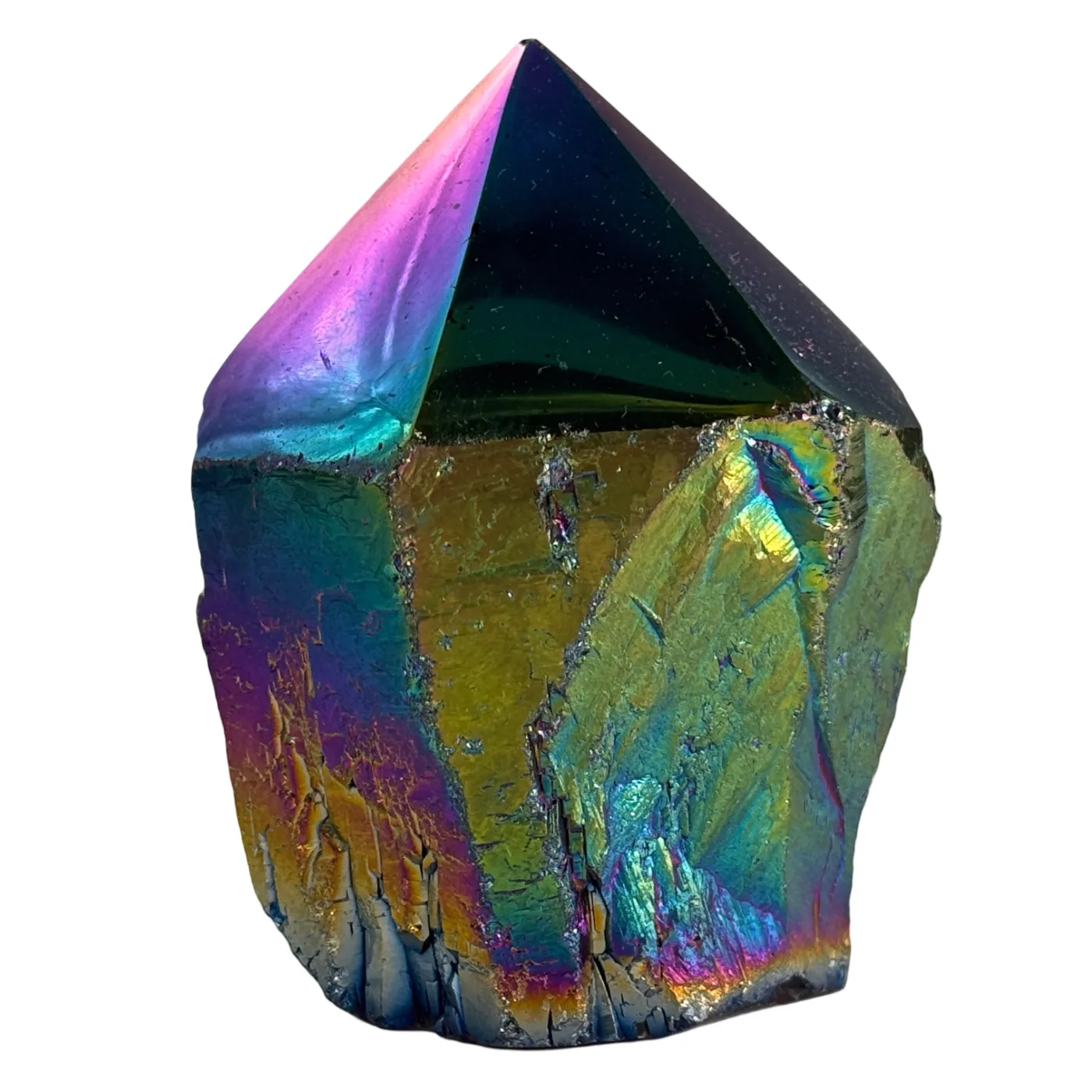 Regenboog Titanium Kwarts – Gepolijste Top & Ruwe Zijkanten | Brazilië