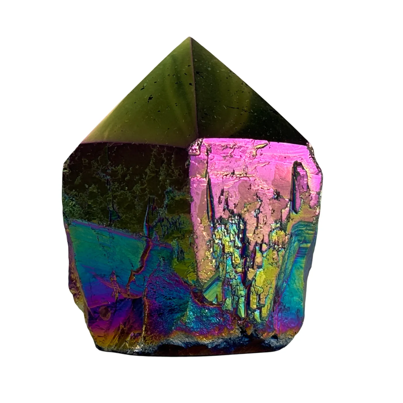 Regenboog Titanium Kwarts – Gepolijste Top & Ruwe Zijkanten | Brazilië