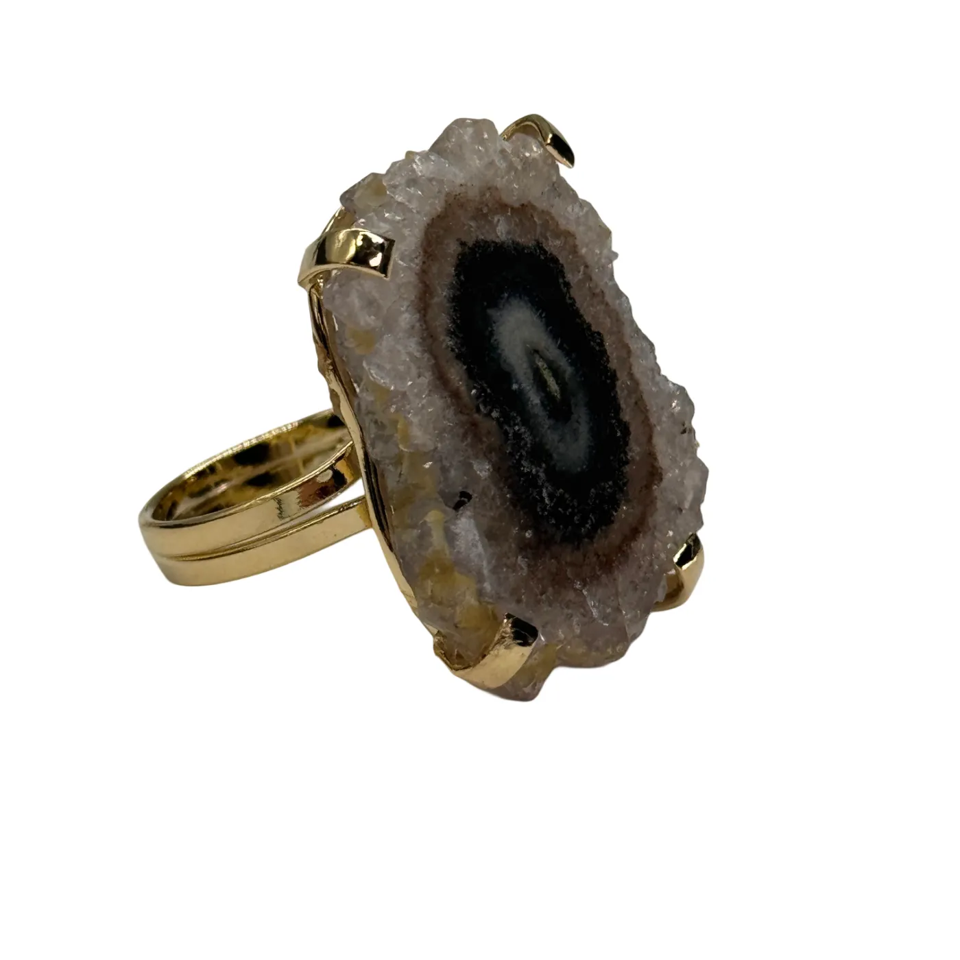Ring met amethist-stalactiet – handgemaakt uit Brazilië (One Size Fits All)