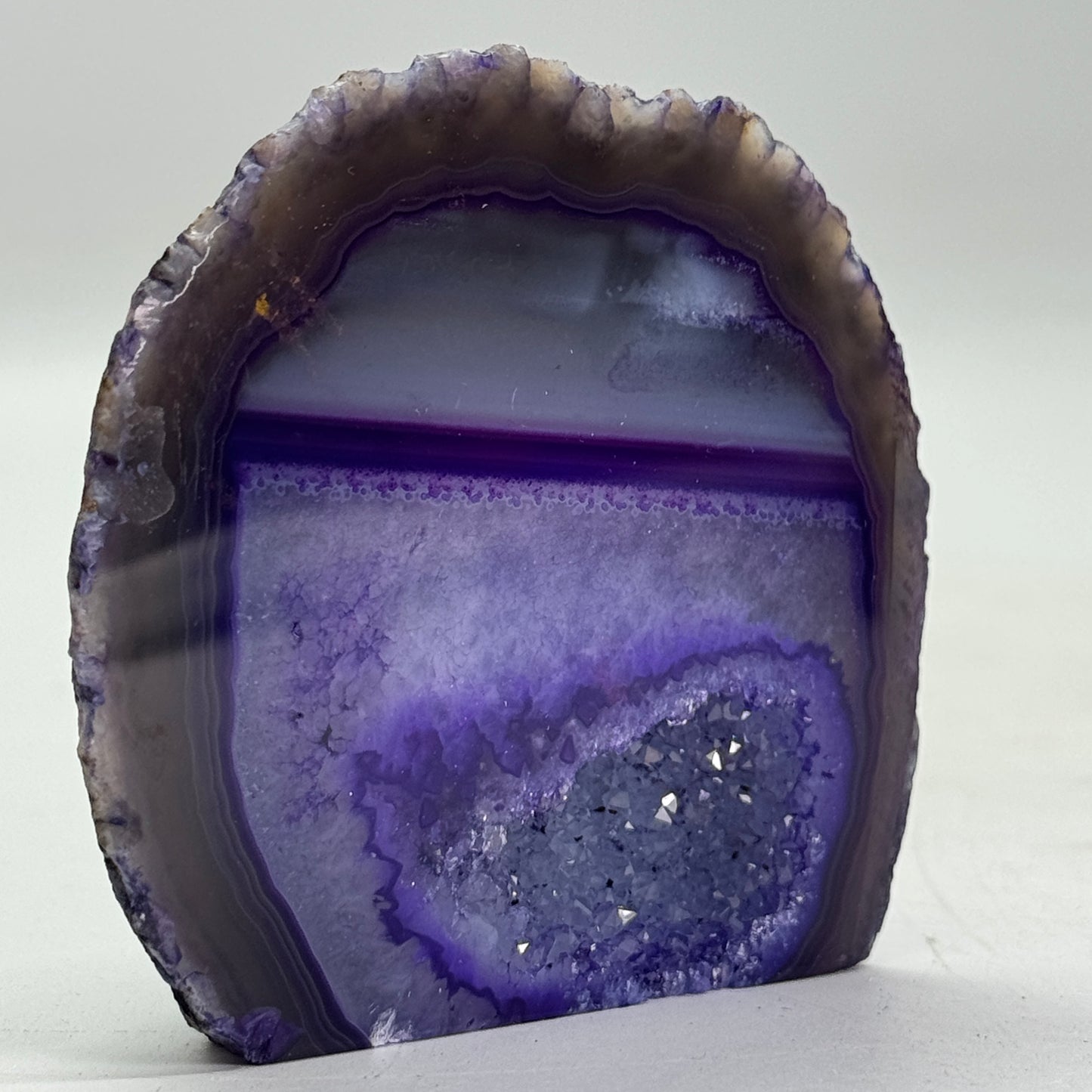 Prachtige paars agaat geode uit Brazilië (Druzy) – klein formaat