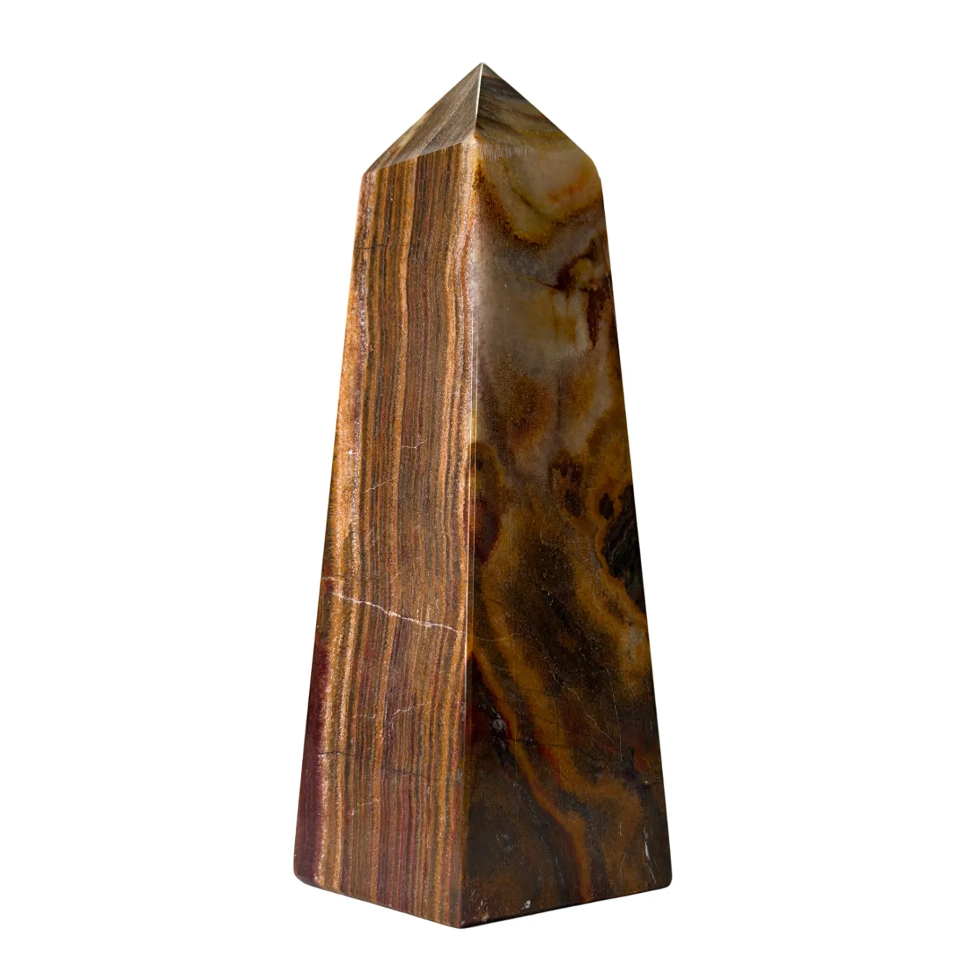 Gepolijste bruine onyx obelisk #2