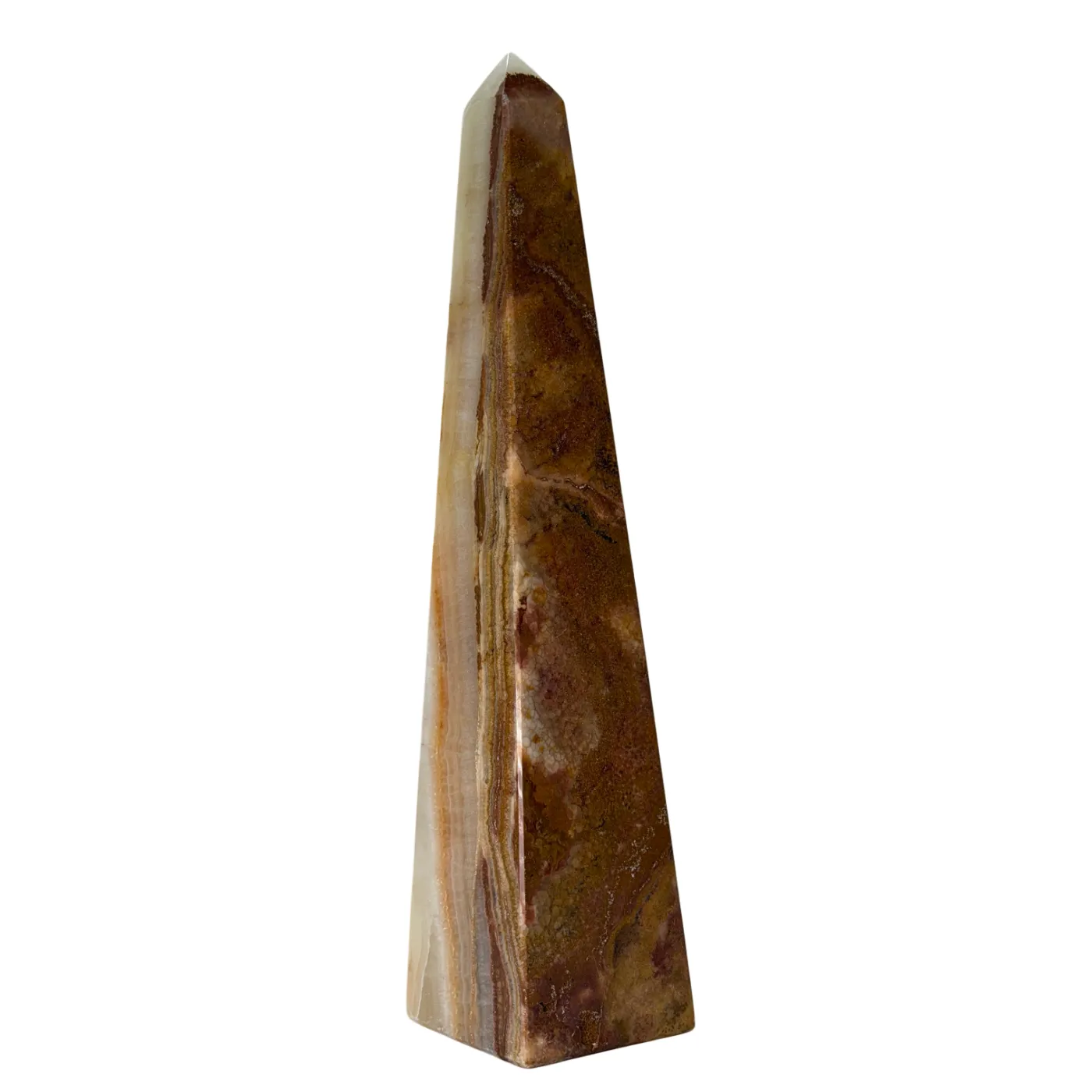 Gepolijste bruine onyx obelisk #3