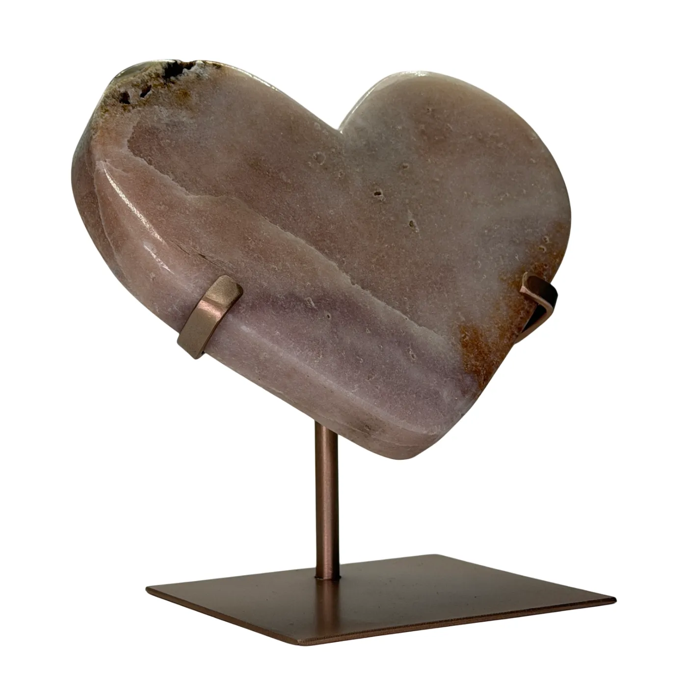 Roze amethist hart op rosé gouden standaard