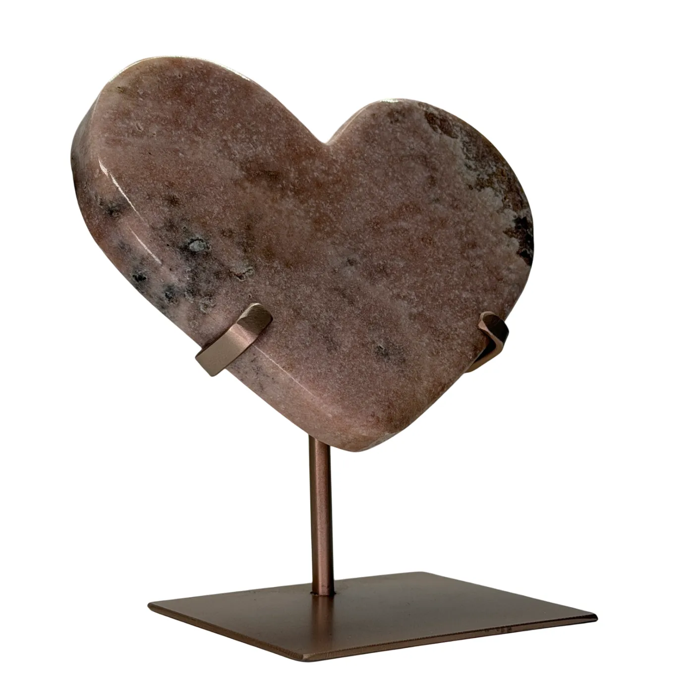 Roze amethist hart op rosé gouden standaard