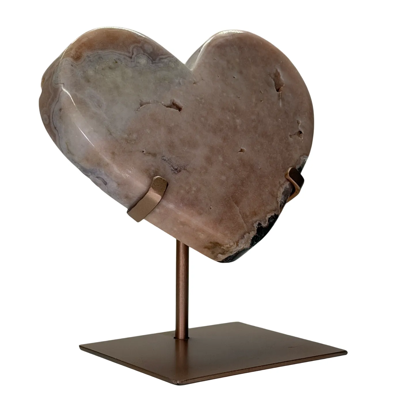 Roze amethist hart op rosé gouden standaard