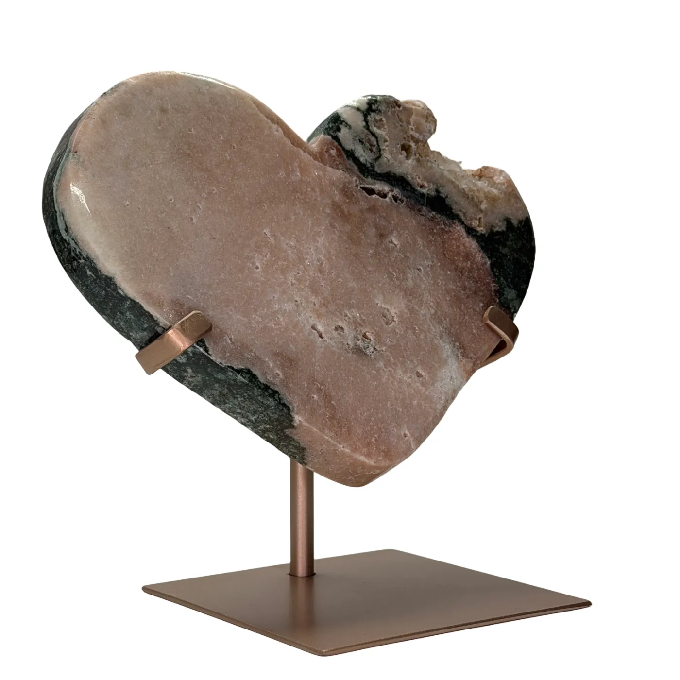 Roze amethist hart op rosé gouden standaard