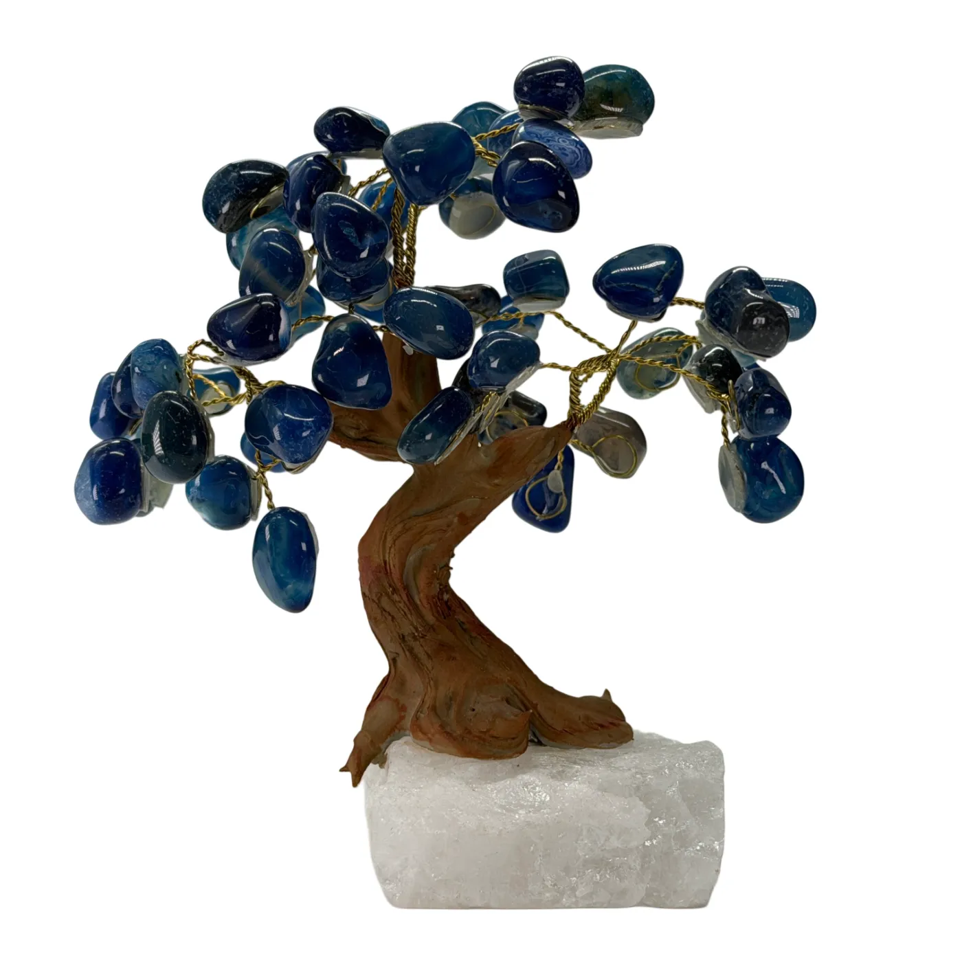 Edelsteen boompje op bergkristal voet (verschillende varianten)