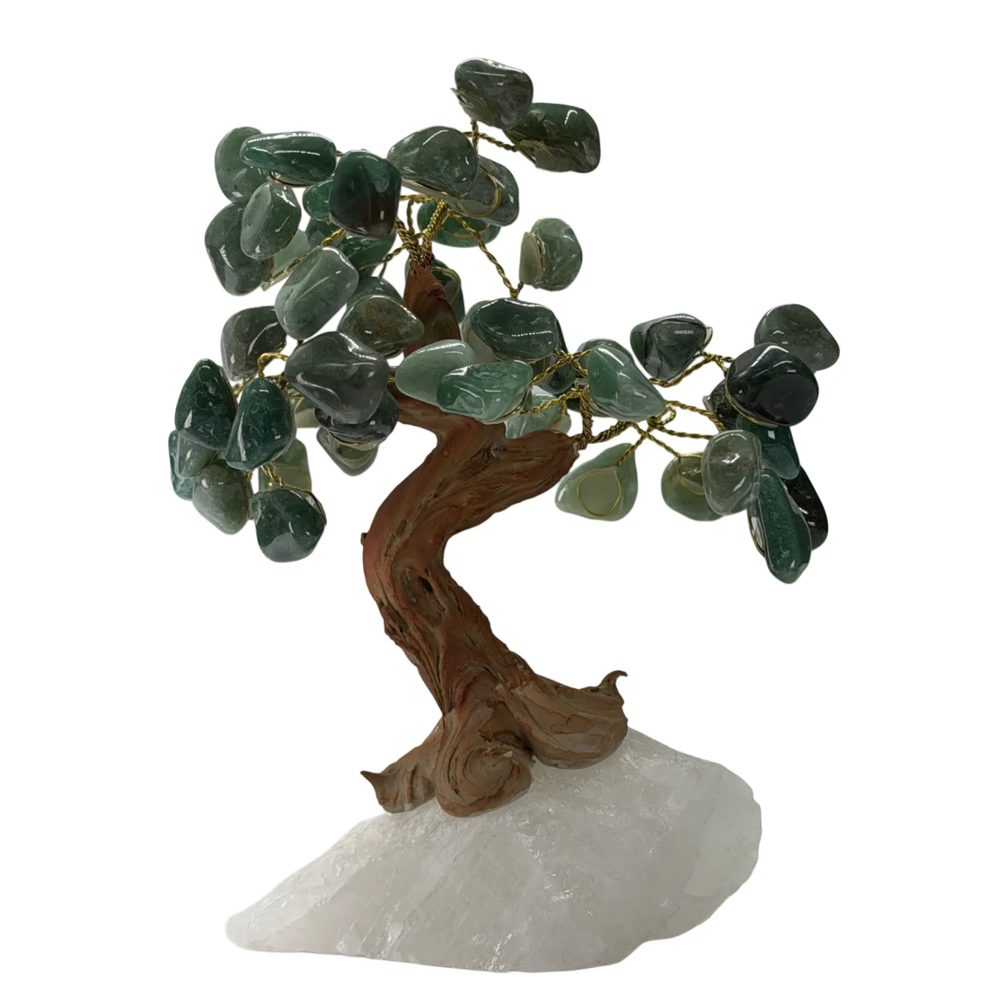 Edelsteen boompje op bergkristal voet (verschillende varianten)