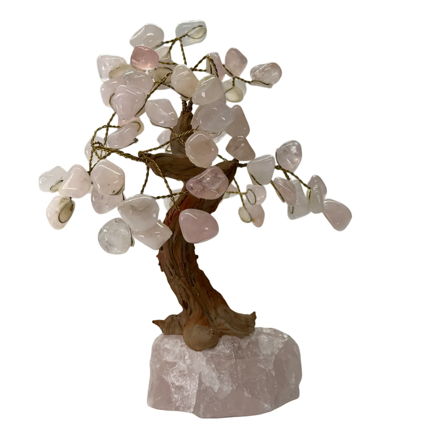 Edelsteen boompje op bergkristal voet (verschillende varianten)