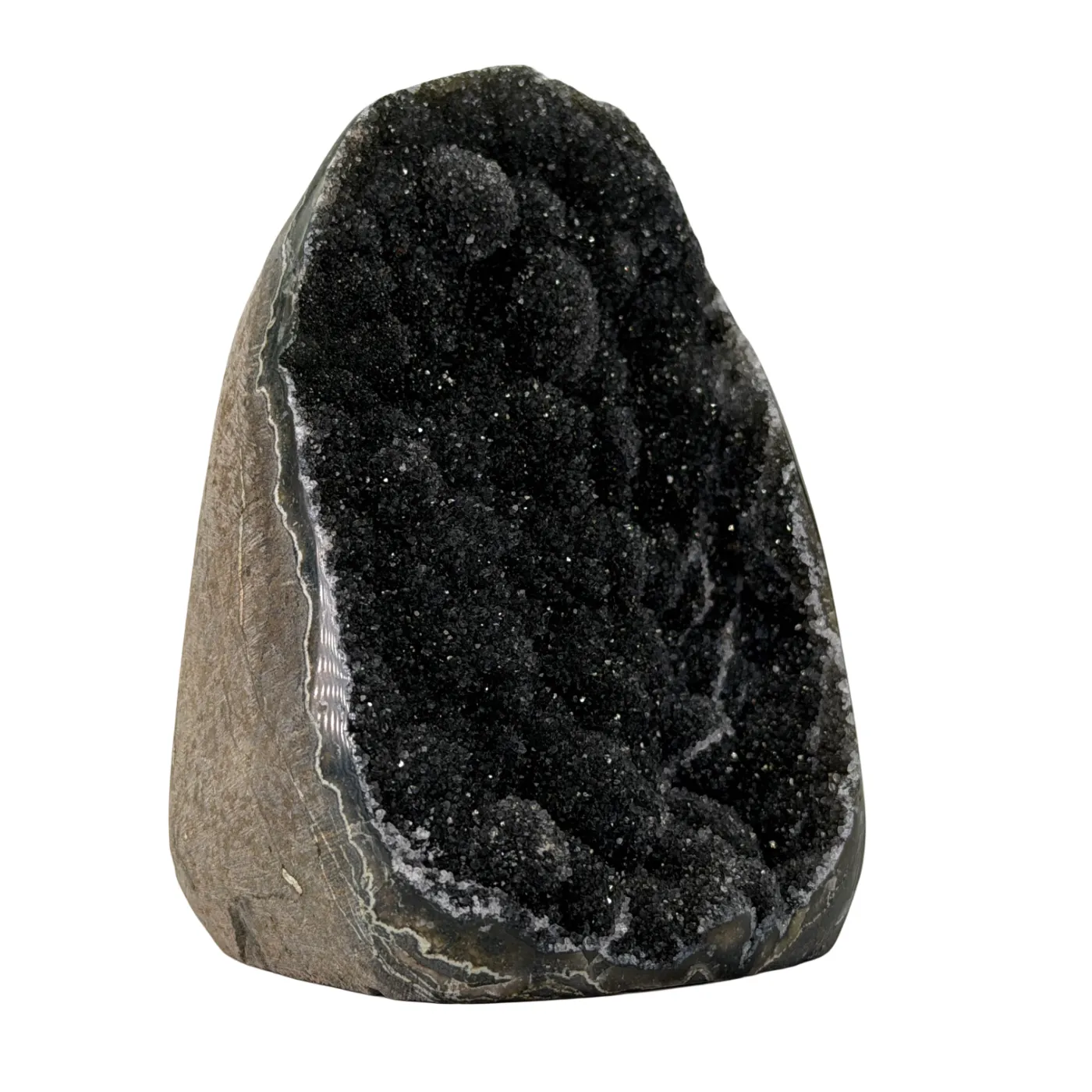 Zwarte amethist cut base met mosagaat – Brazilië