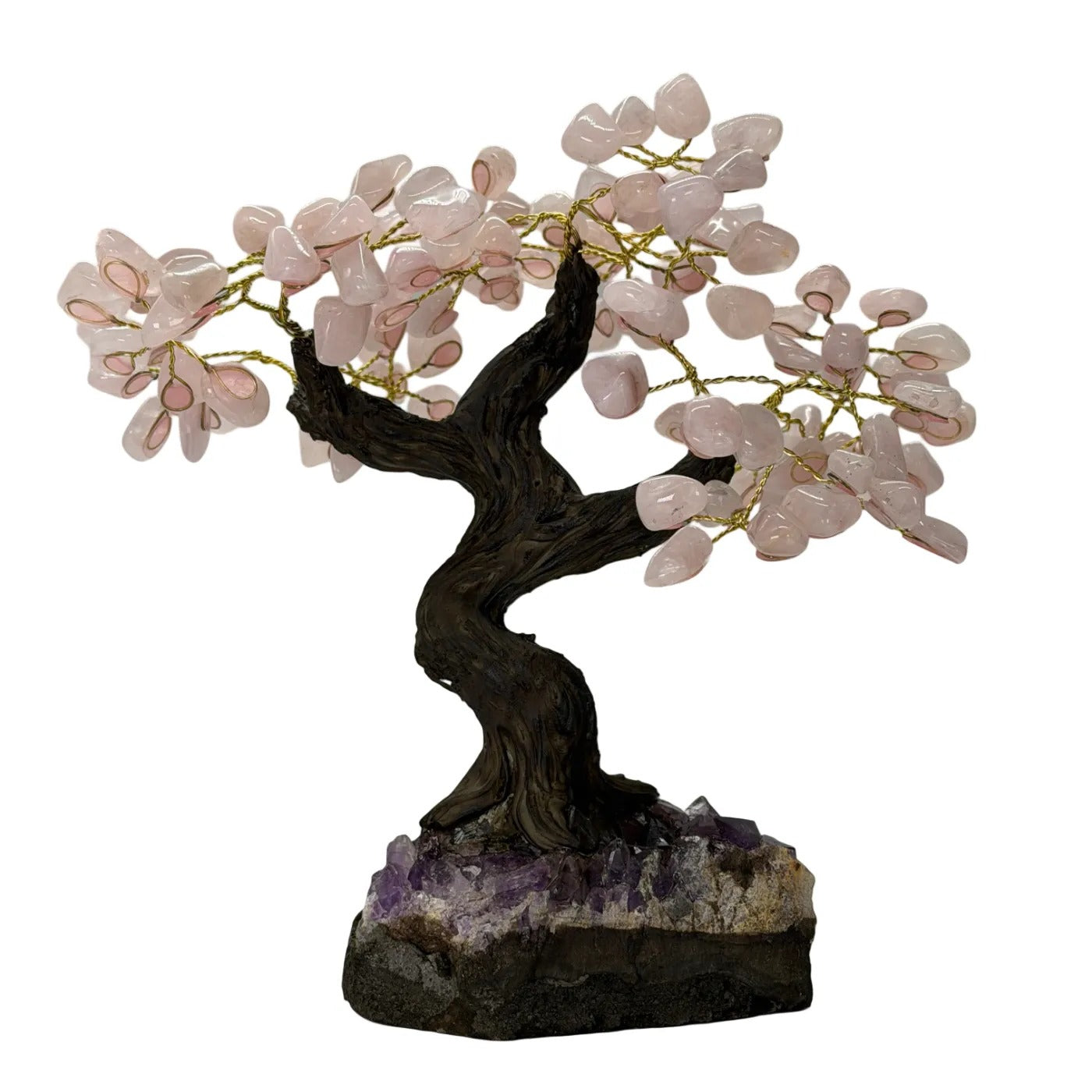 Rozenkwarts Boom op Amethist Cluster – 24 Takken