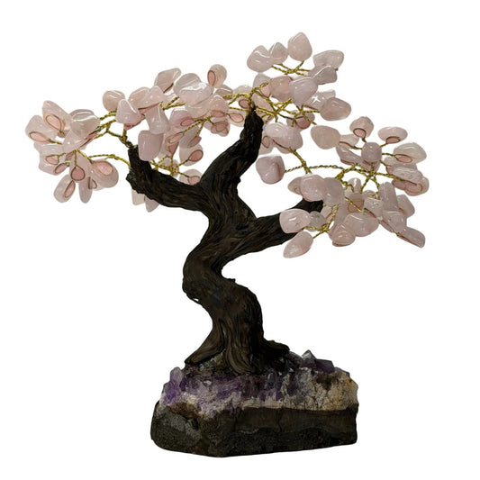 Rozenkwarts Boom op Amethist Cluster – 24 Takken