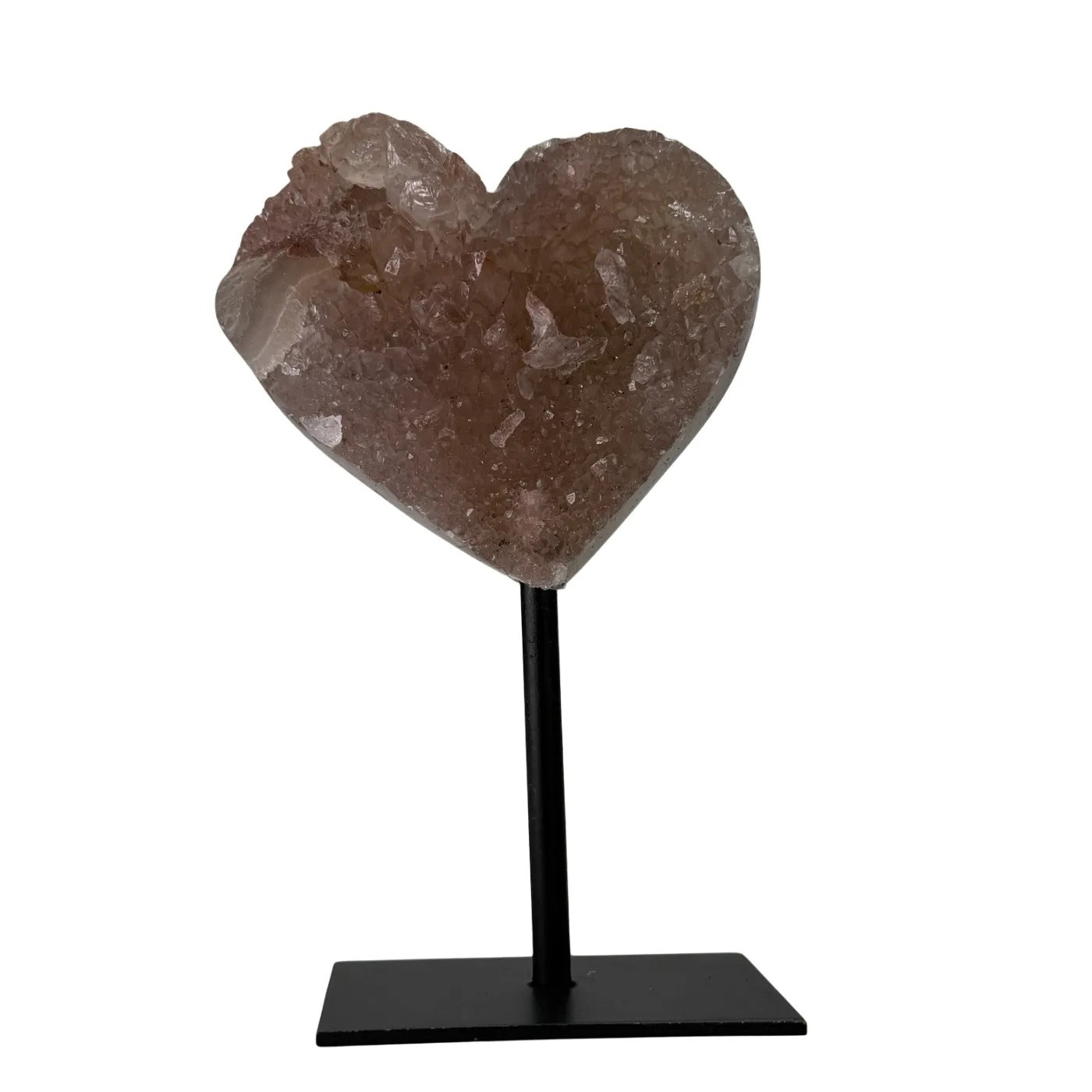 Druzy Amethist Calciet Flower Hart op Standaard - 13 cm