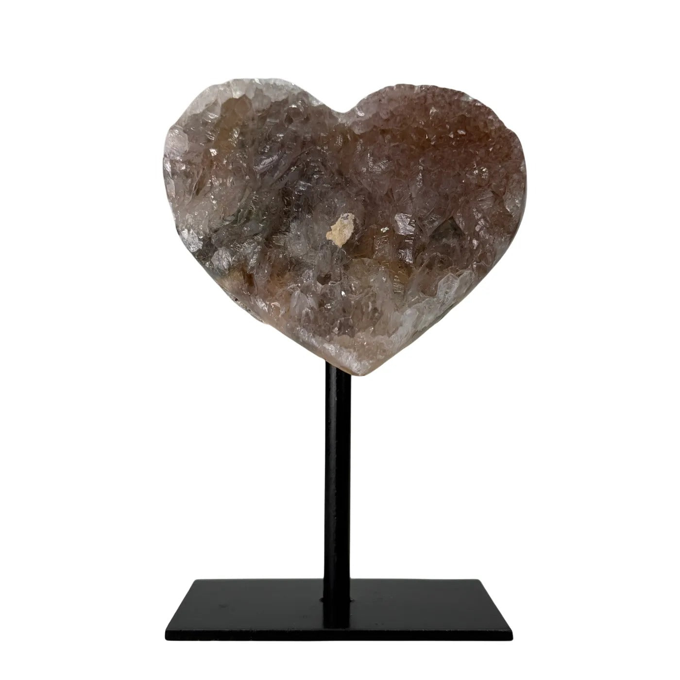 Druzy Amethist Calciet Flower Hart op Standaard - 13 cm