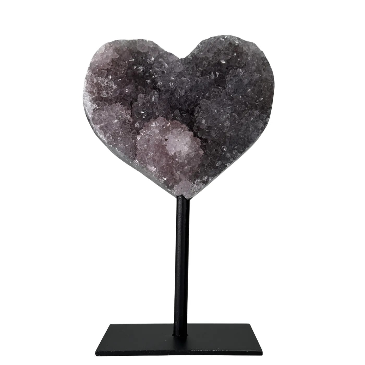Druzy Amethist Calciet Flower Hart op Standaard - 13 cm