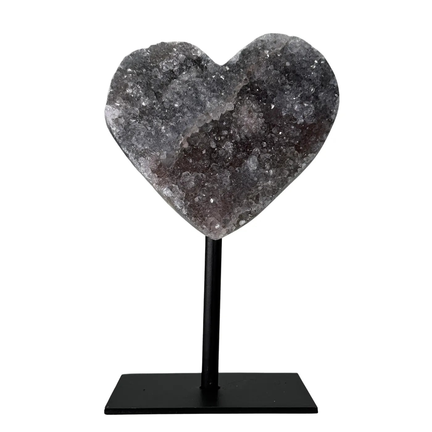 Druzy Amethist Calciet Flower Hart op Standaard - 13 cm