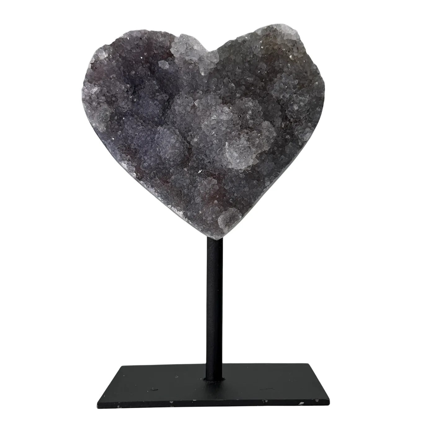 Druzy Amethist Calciet Flower Hart op Standaard - 13 cm
