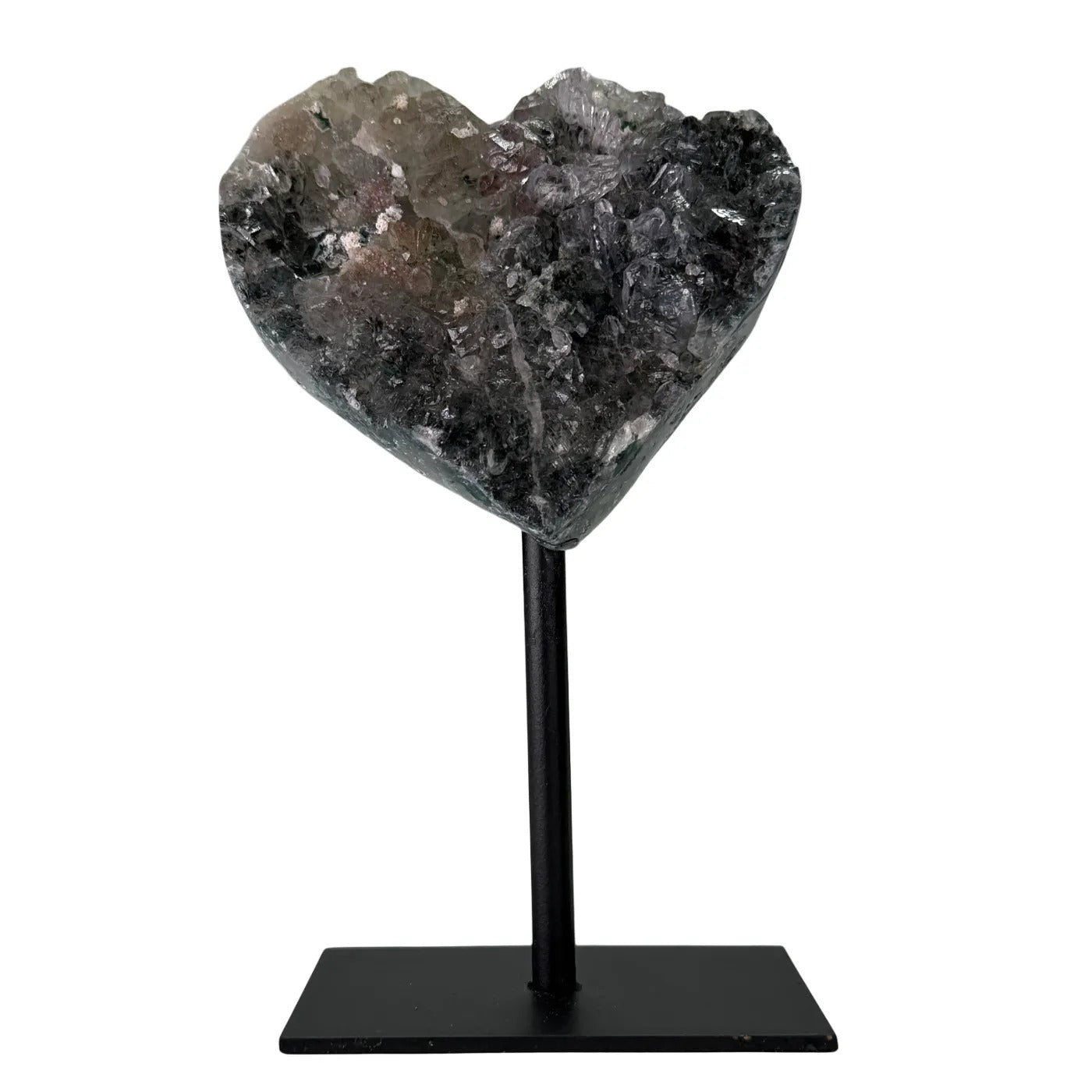 Druzy Amethist Calciet Flower Hart op Standaard - 13 cm