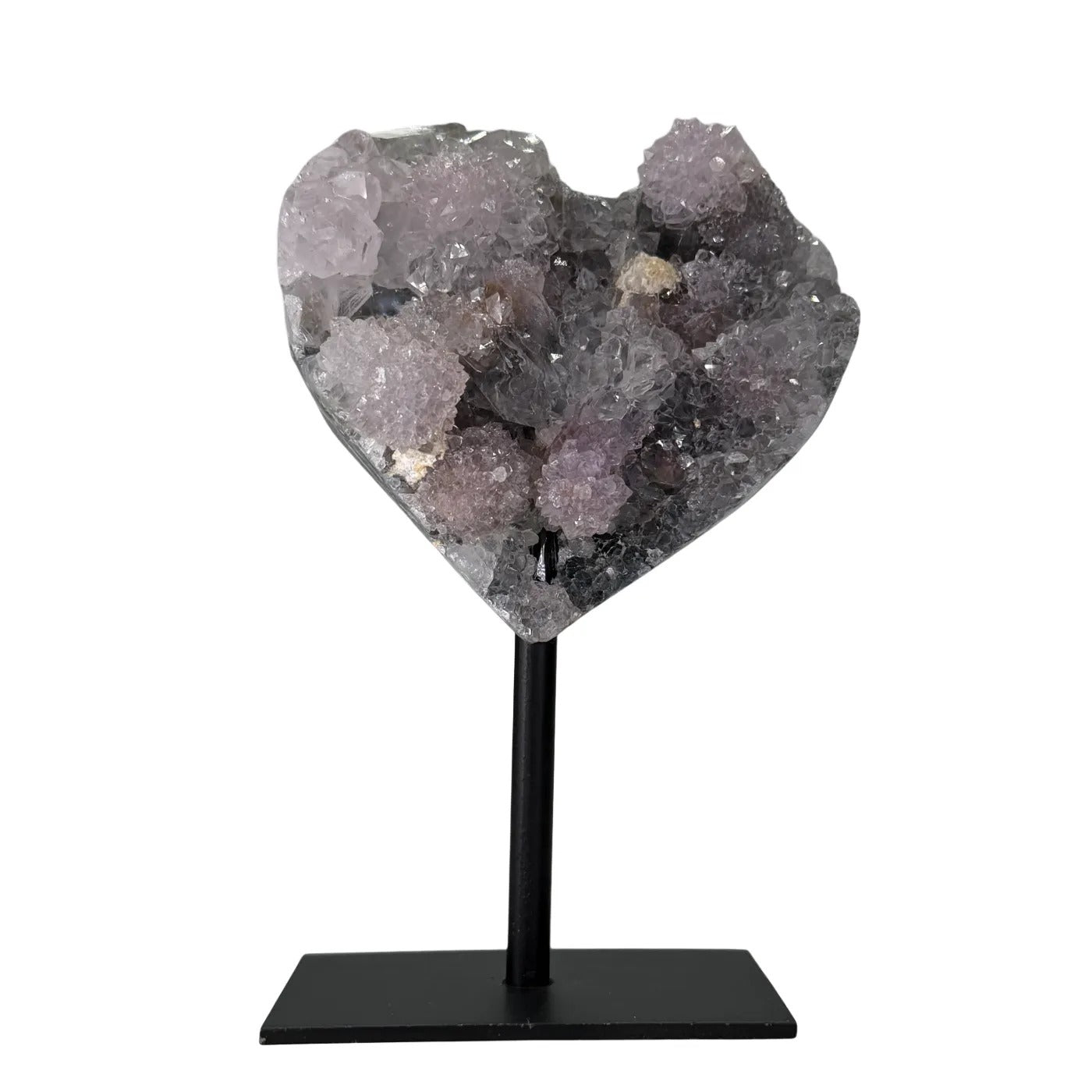 Druzy Amethist Calciet Flower Hart op Standaard - 13 cm