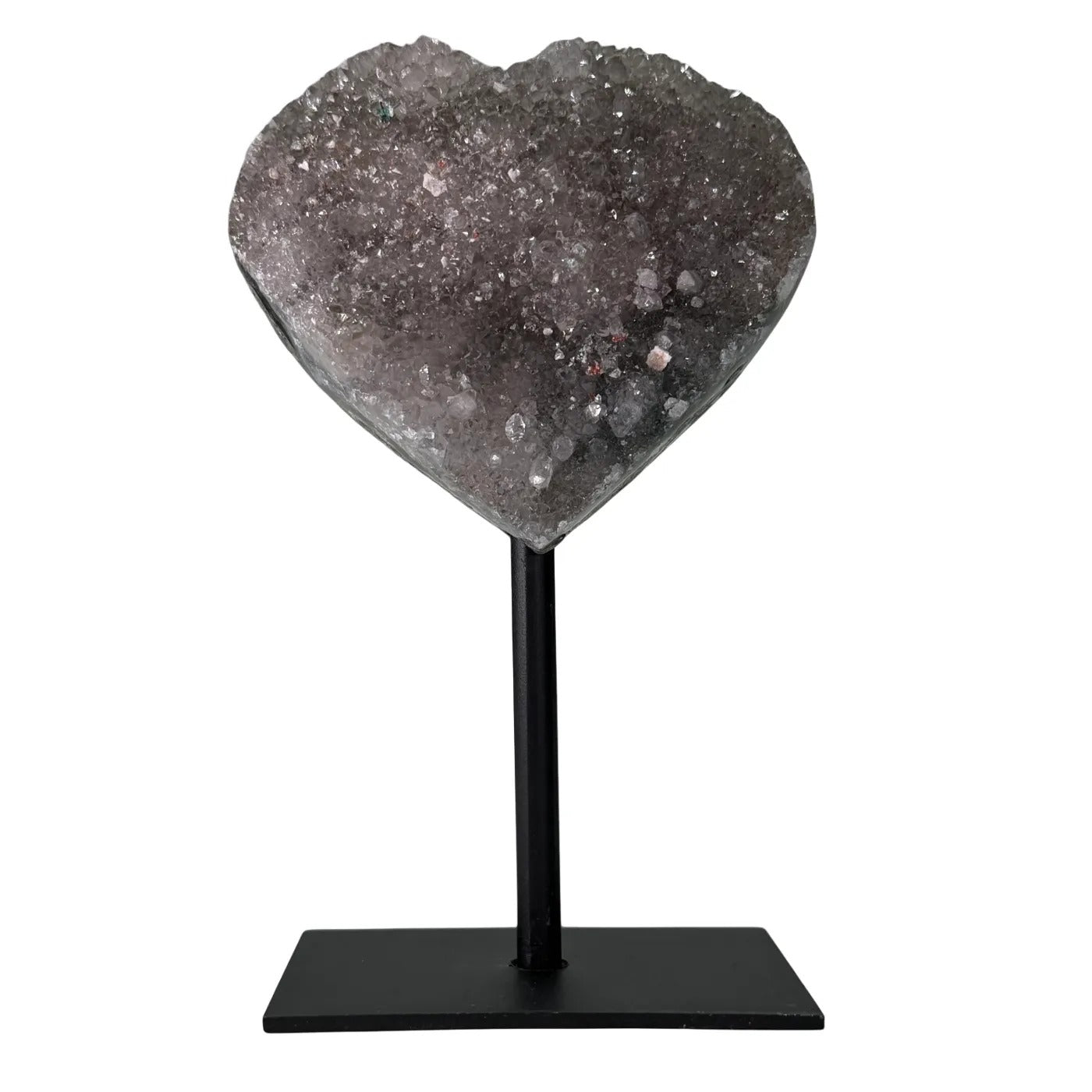 Druzy Amethist Calciet Flower Hart op Standaard - 13 cm