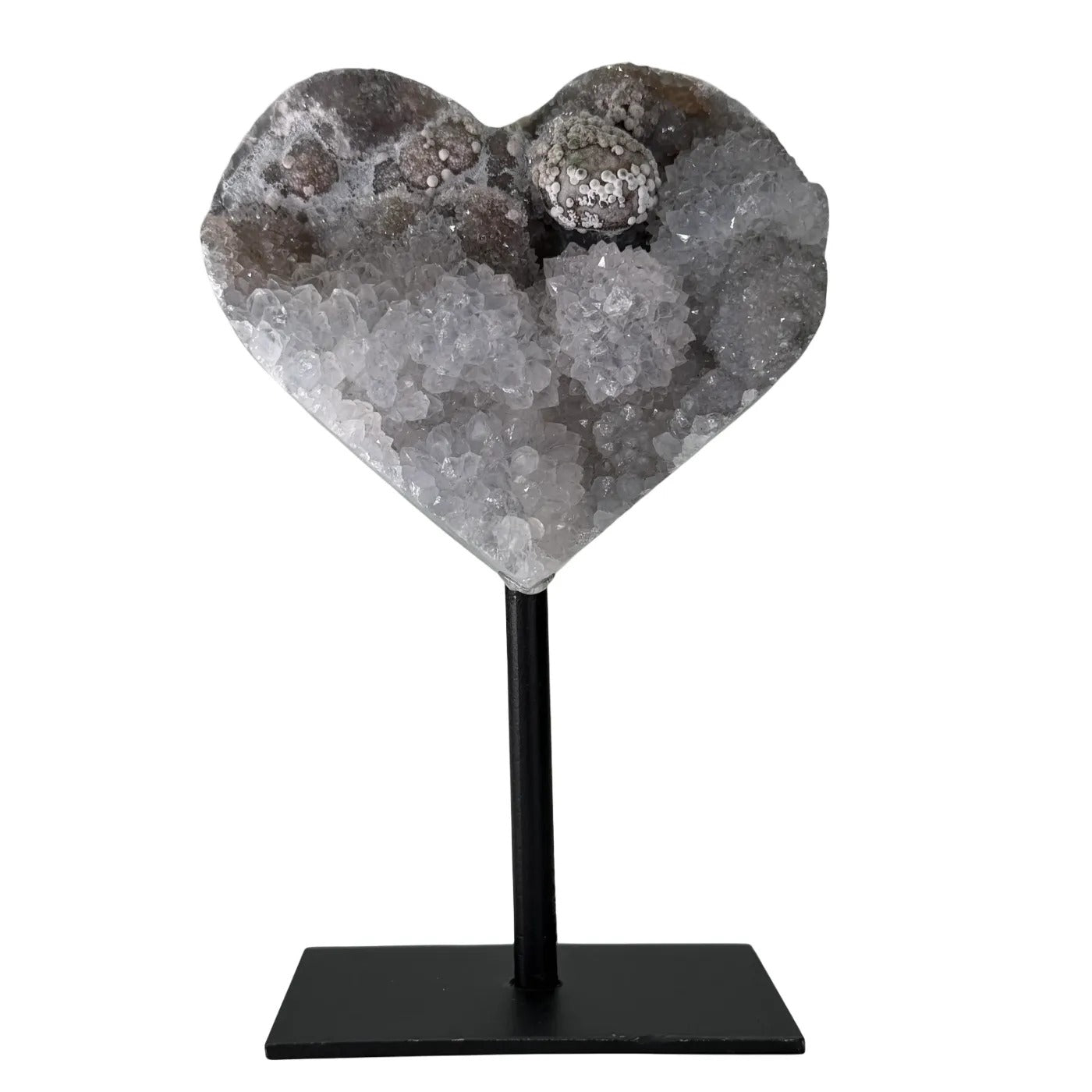 Druzy Amethist Calciet Flower Hart op Standaard - 13 cm