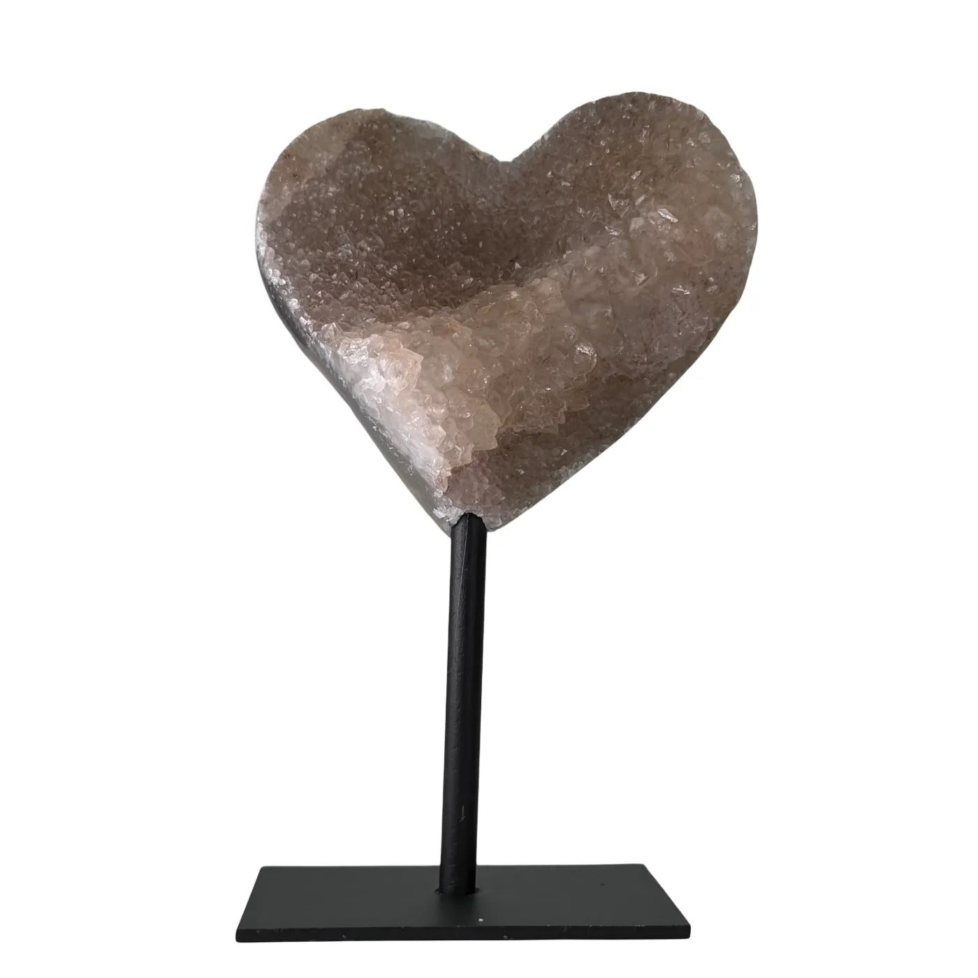 Druzy Amethist Calciet Flower Hart op Standaard - 13 cm