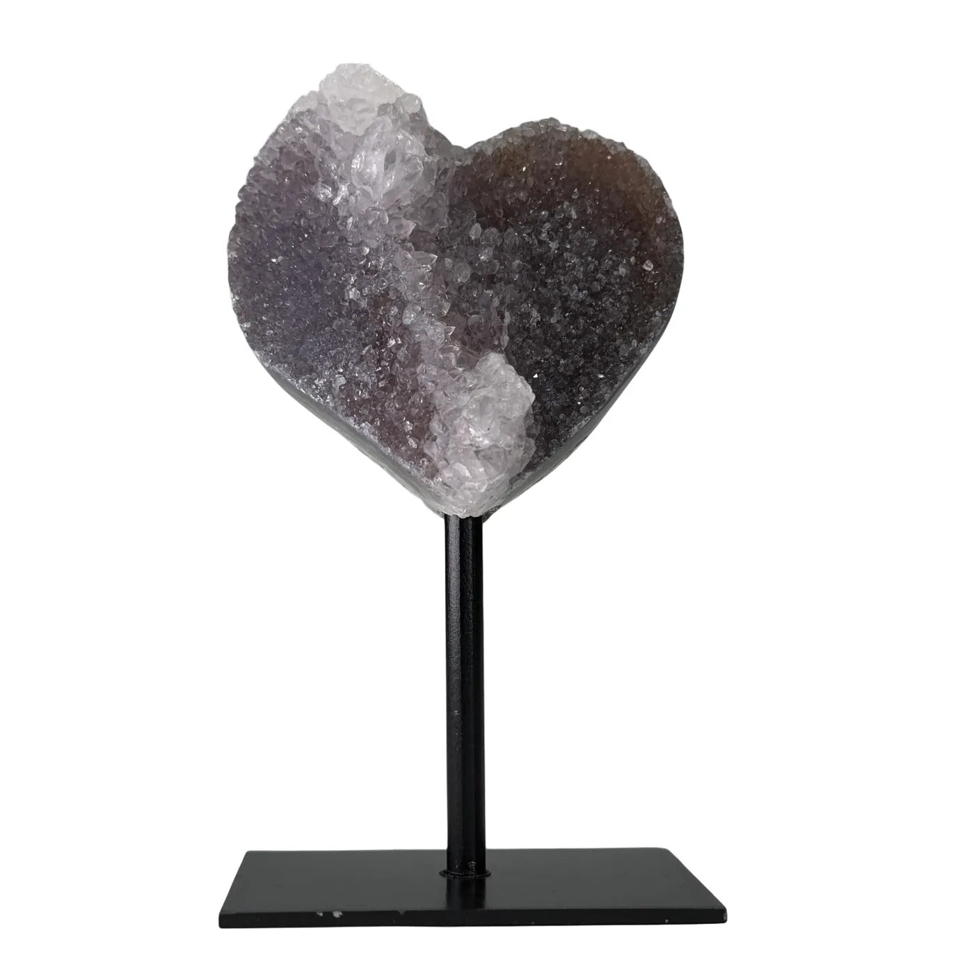 Druzy Amethist Calciet Flower Hart op Standaard - 13 cm