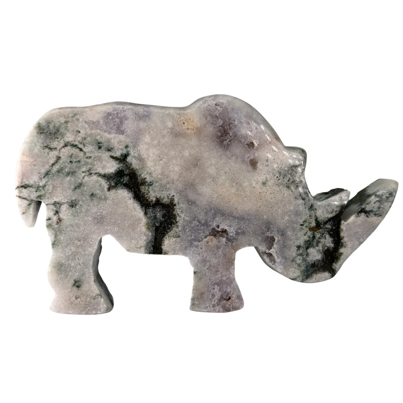 Roze amethist neushoorn – gepolijst en ruw