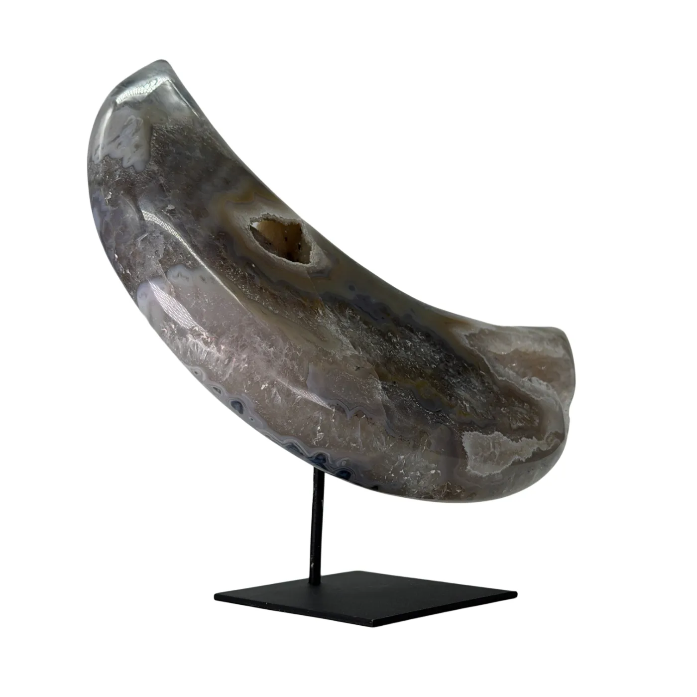 Agaat maan – gepolijst op standaard 17 cm