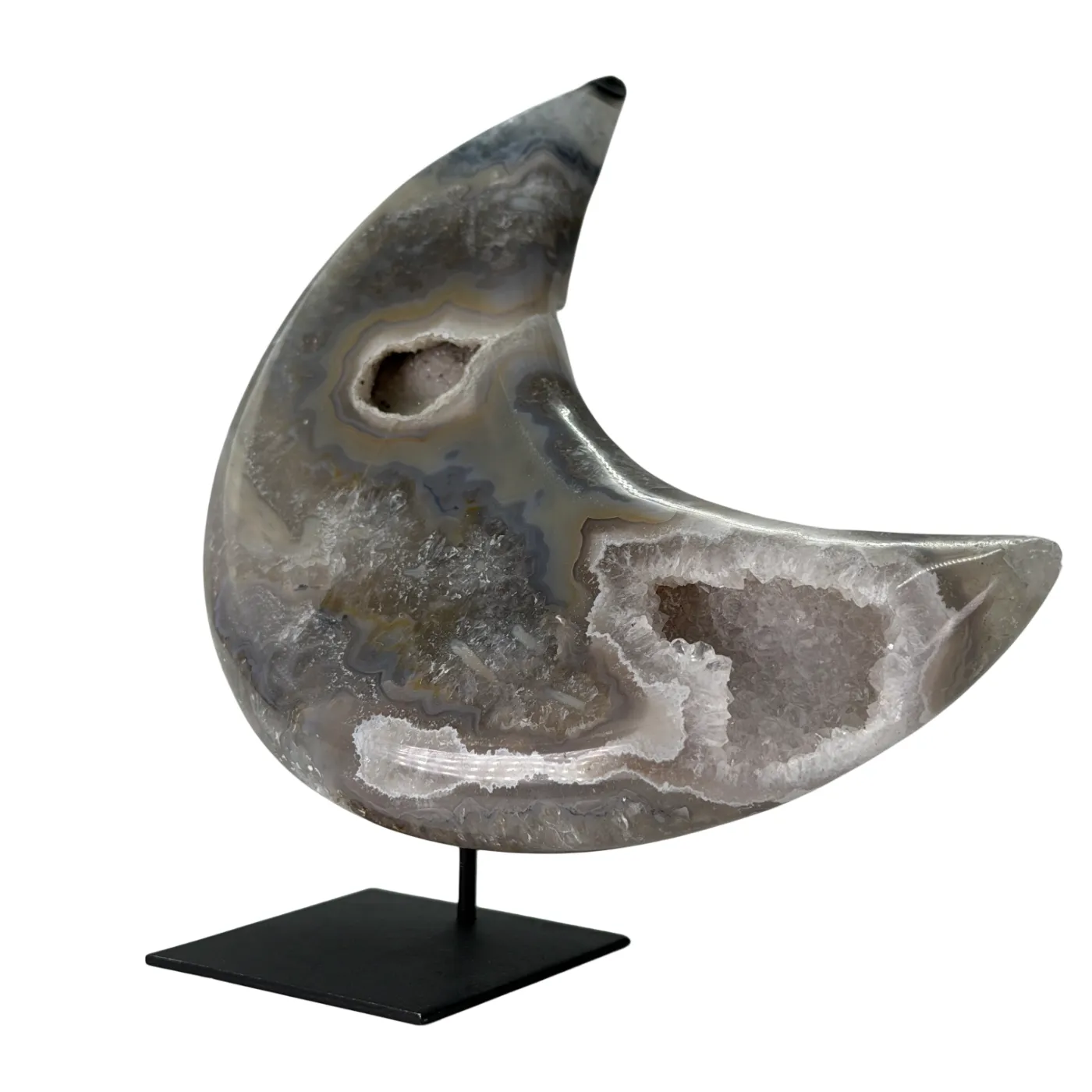 Agaat maan – gepolijst op standaard 17 cm